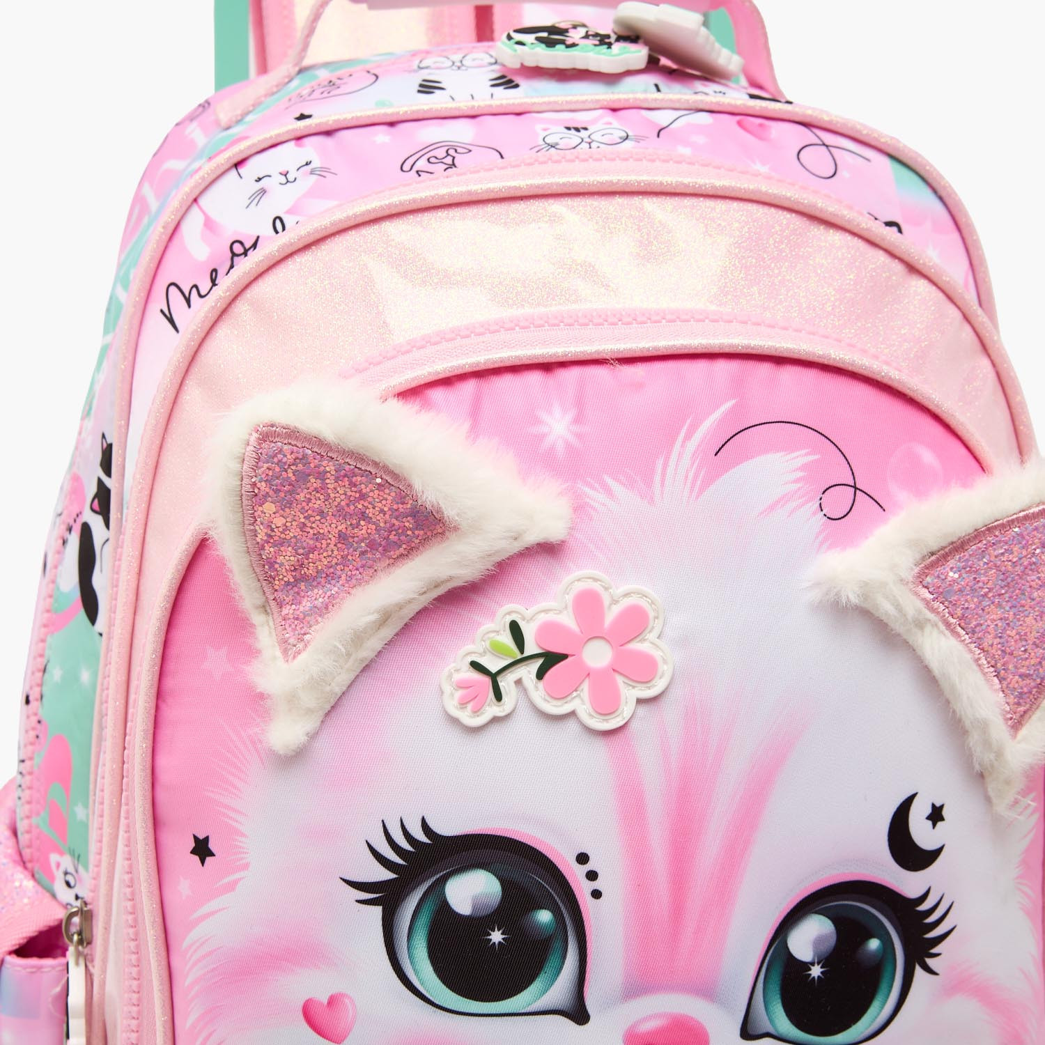 Juniors Cat Print Trolley Bag for Girls 5-8 Years with Durable Wheels - 16 inches-school-bagsandbackpacks-trolleybags-image-8