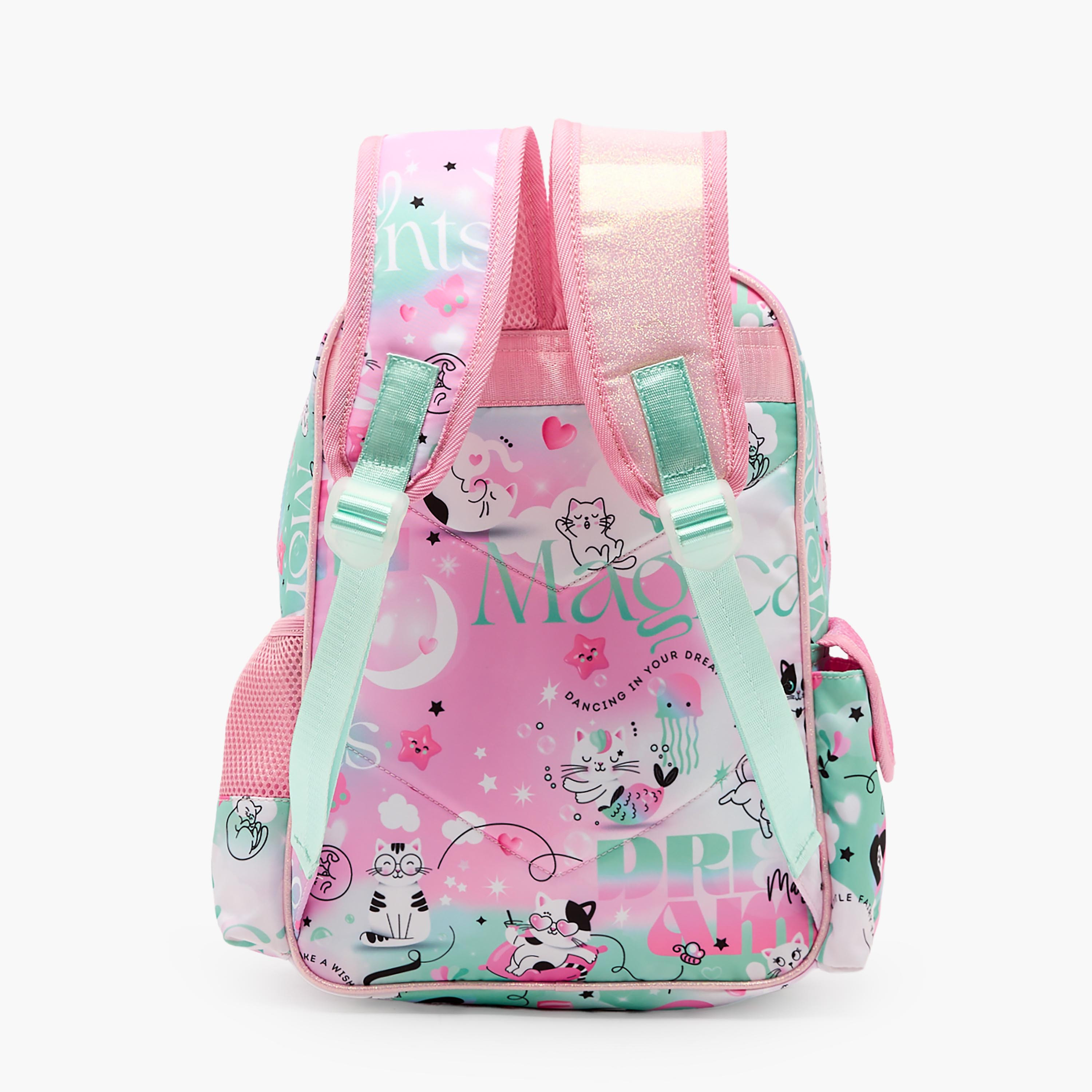 Juniors Cat Print Backpack for Girls 3-5 Years with Laptop Compartment - 14 inches-school-bagsandbackpacks-backpacks-image-10