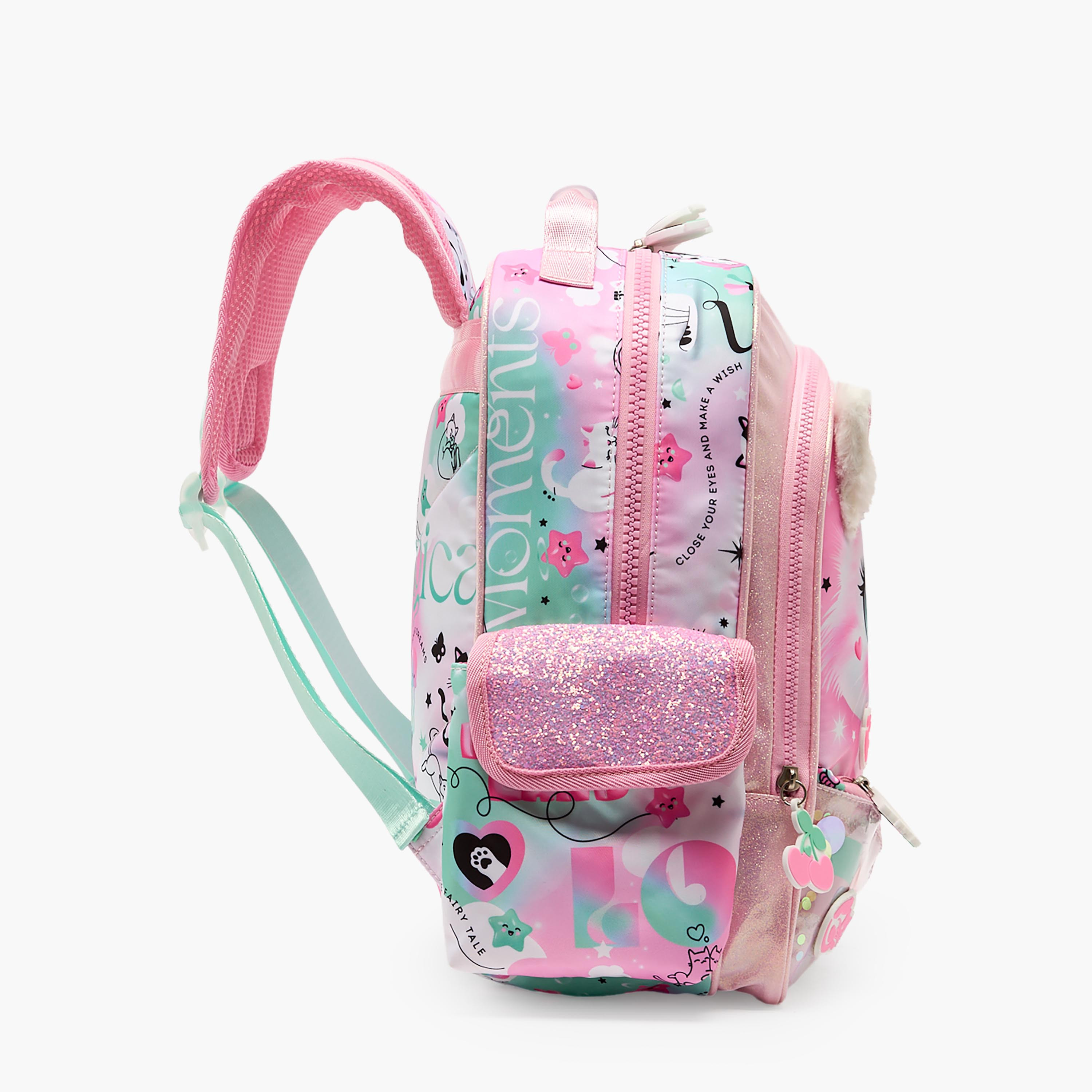 Juniors Cat Print Backpack for Girls 3-5 Years with Laptop Compartment - 14 inches-school-bagsandbackpacks-backpacks-image-9