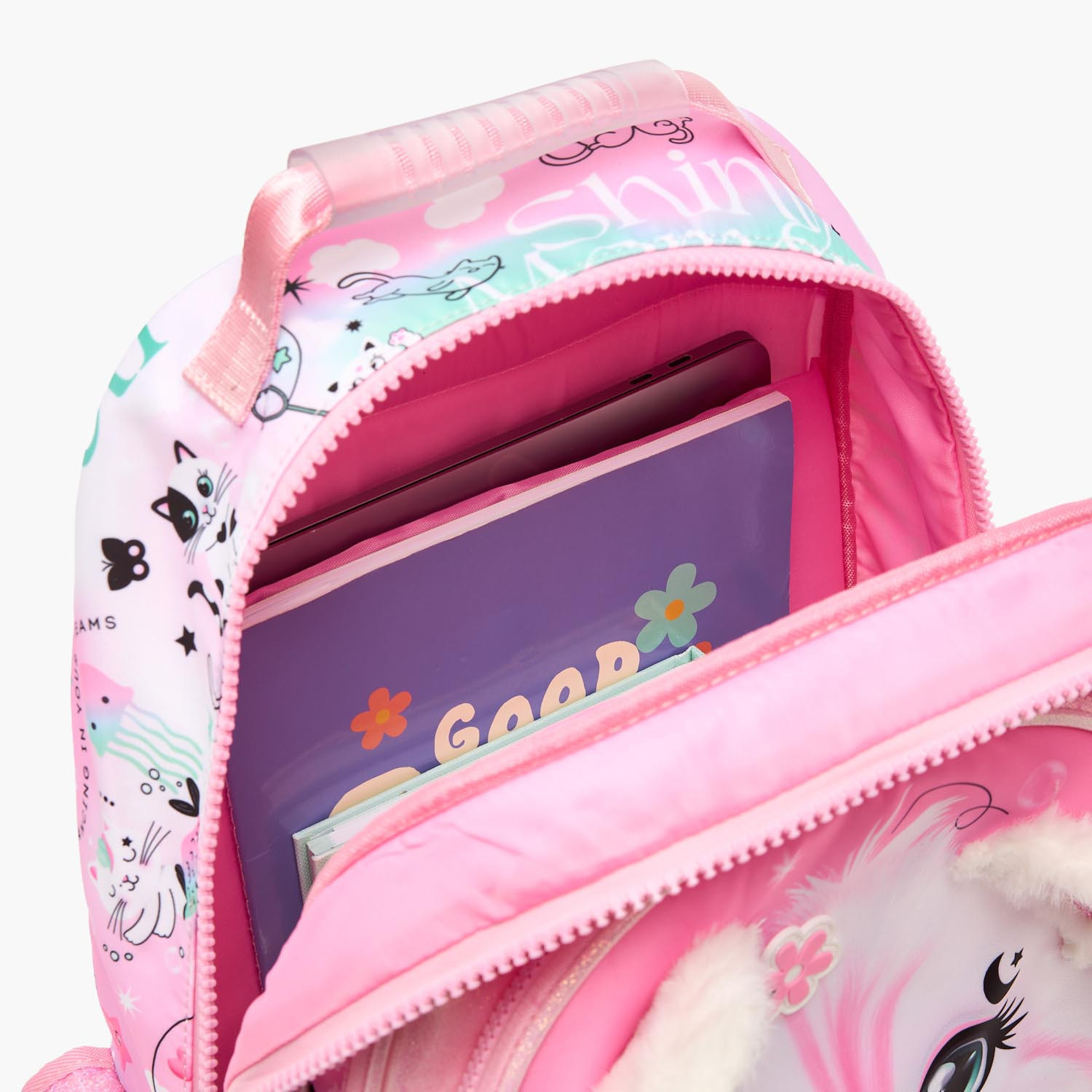 شنطة ظهر بطبعات قطة للبنات بعمر 5 إلى 8 سنوات مع جيب للابتوب من جونيورز - 16 بوصة-school-bagsandbackpacks-backpacks-image-6
