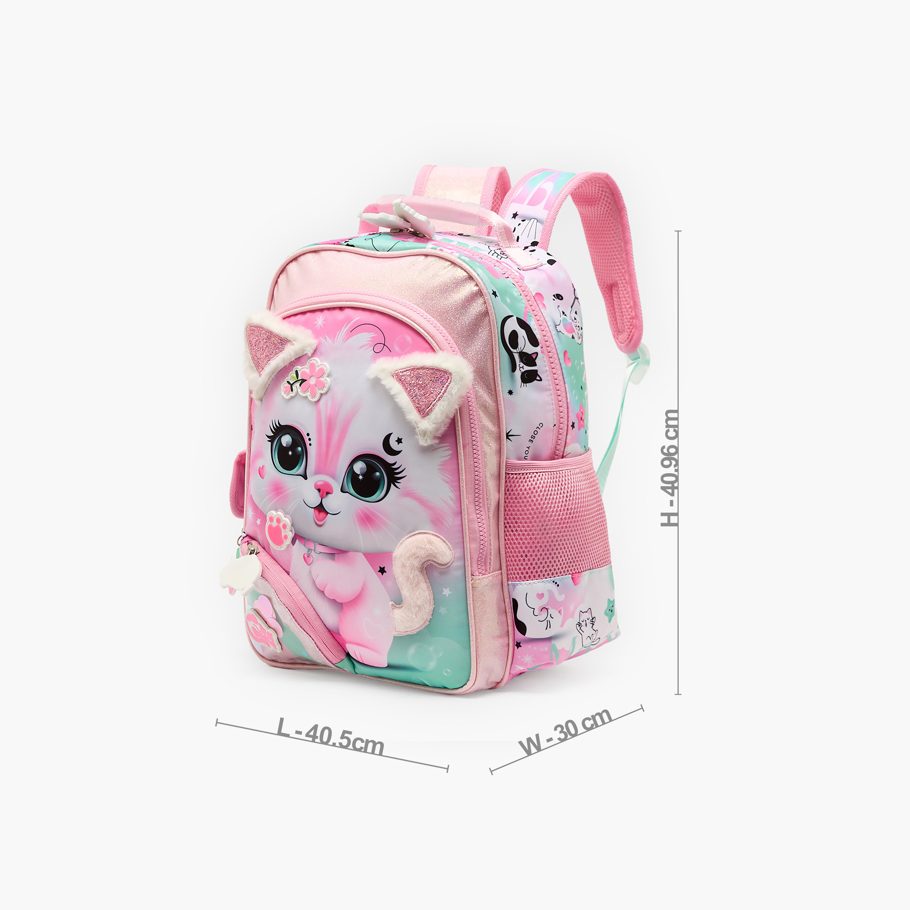 شنطة ظهر بطبعات قطة للبنات بعمر 5 إلى 8 سنوات مع جيب للابتوب من جونيورز - 16 بوصة-school-bagsandbackpacks-backpacks-image-7