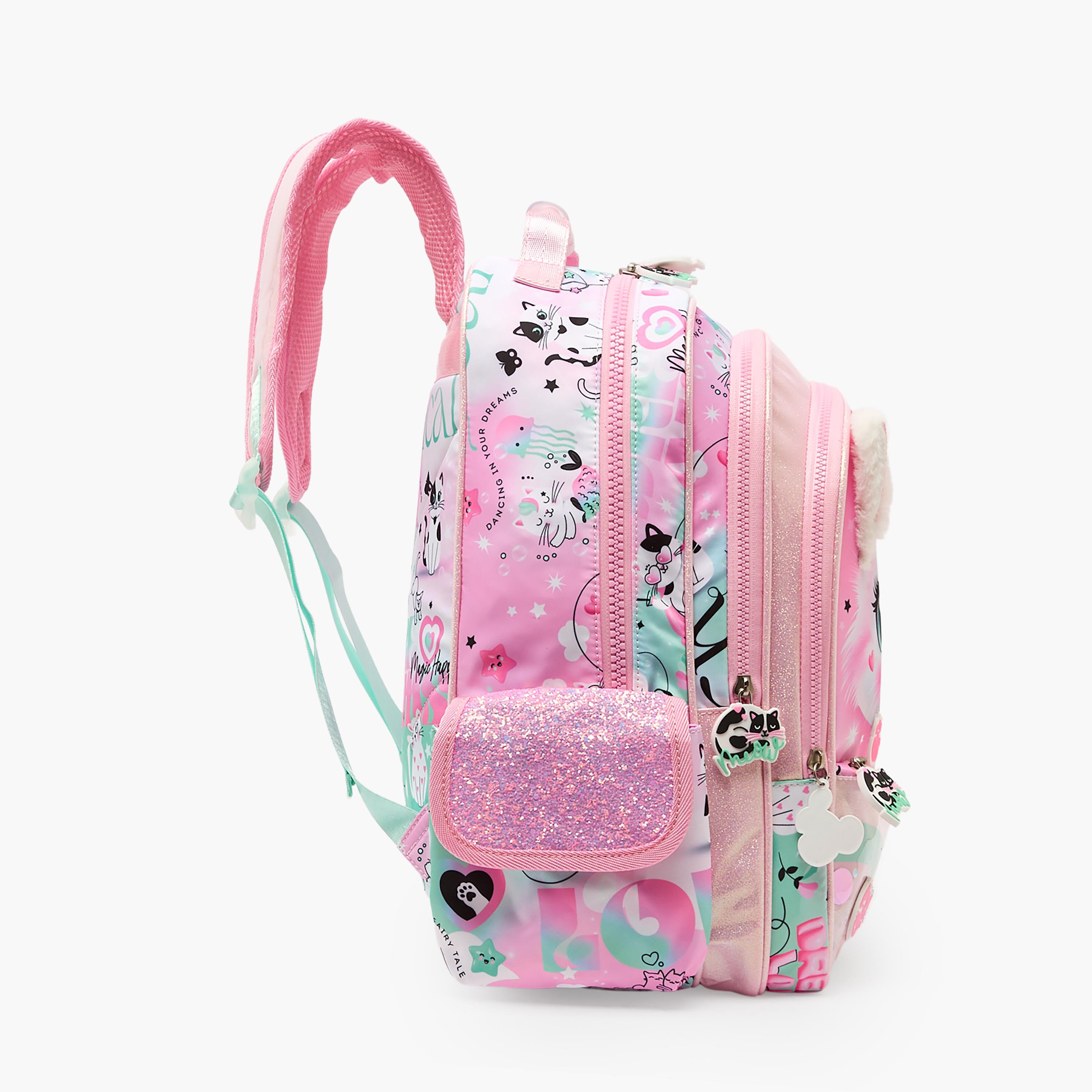 شنطة ظهر بطبعات قطة للبنات بعمر 5 إلى 8 سنوات مع جيب للابتوب من جونيورز - 16 بوصة-school-bagsandbackpacks-backpacks-image-8