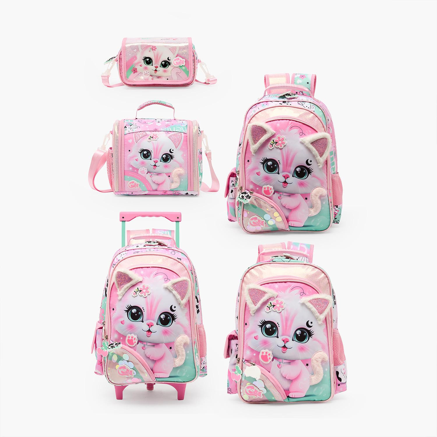 شنطة غداء بطبعات قطط عازلة للحرارة للبنات 5-8 سنوات من جونيورز-school-lunchessentials-lunchbags-image-8