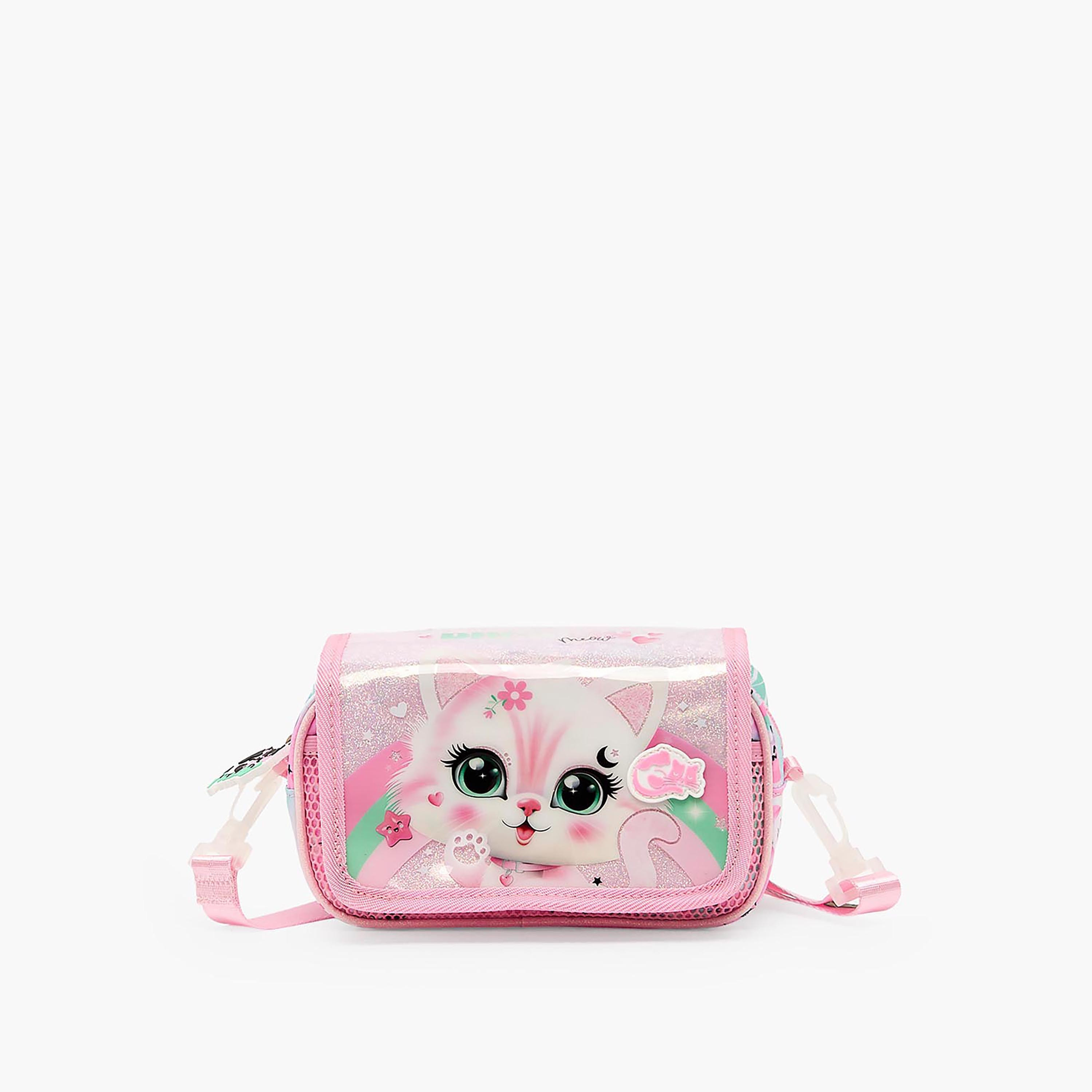 Juniors Cat Print Pencil Pouch with Adjustable Strap-school-stationery-pencilcases-image-1