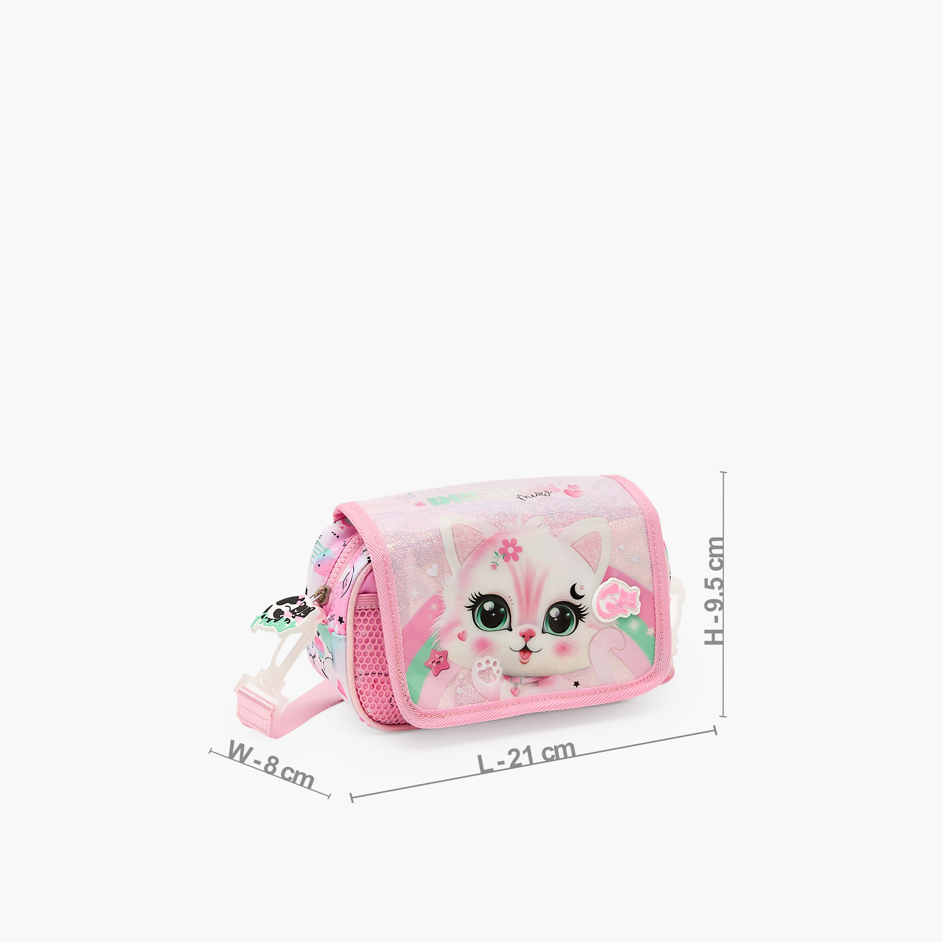 Juniors Cat Print Pencil Pouch with Adjustable Strap-school-stationery-pencilcases-image-3