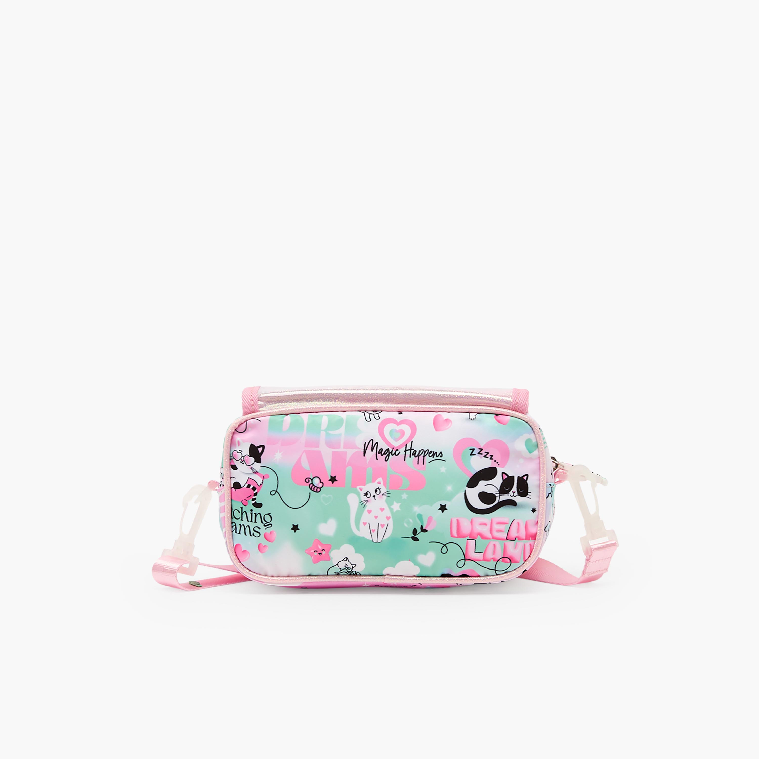Juniors Cat Print Pencil Pouch with Adjustable Strap-school-stationery-pencilcases-image-5