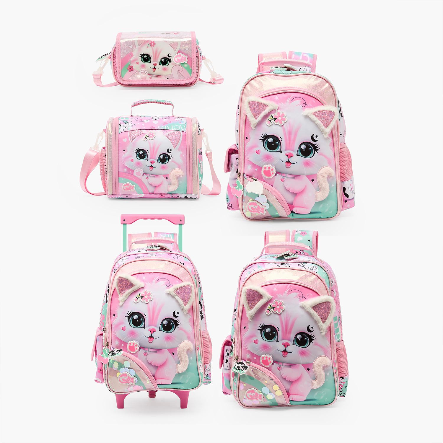 Juniors Cat Print Pencil Pouch with Adjustable Strap-school-stationery-pencilcases-image-7