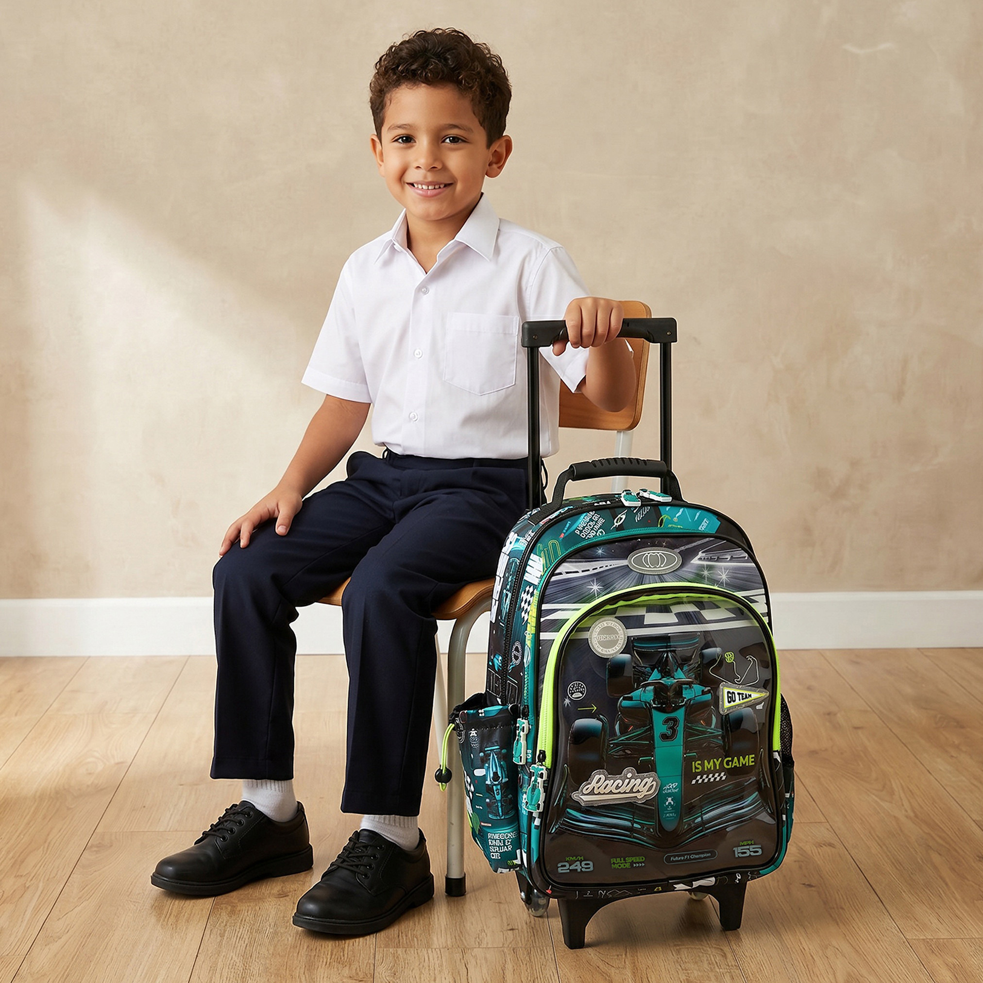 Juniors Cars Print Trolley Bag for Boys 5-8 Years with Durable Wheels - 16 inches-school-bagsandbackpacks-trolleybags-image-3
