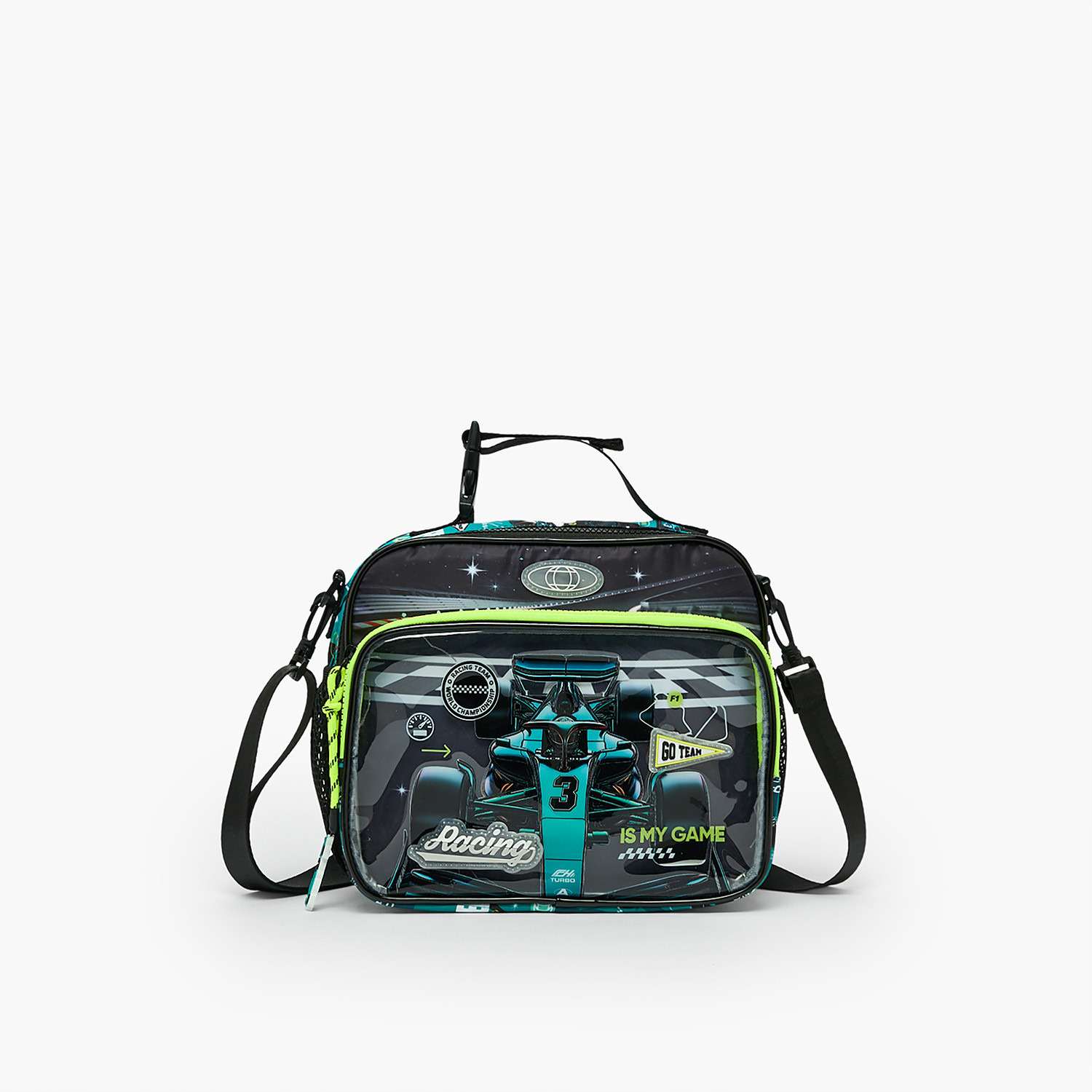 Juniors Racing Car Print Lunch Bag for Girls 5-8 Years with Insulation-school-lunchessentials-lunchbags-image-1