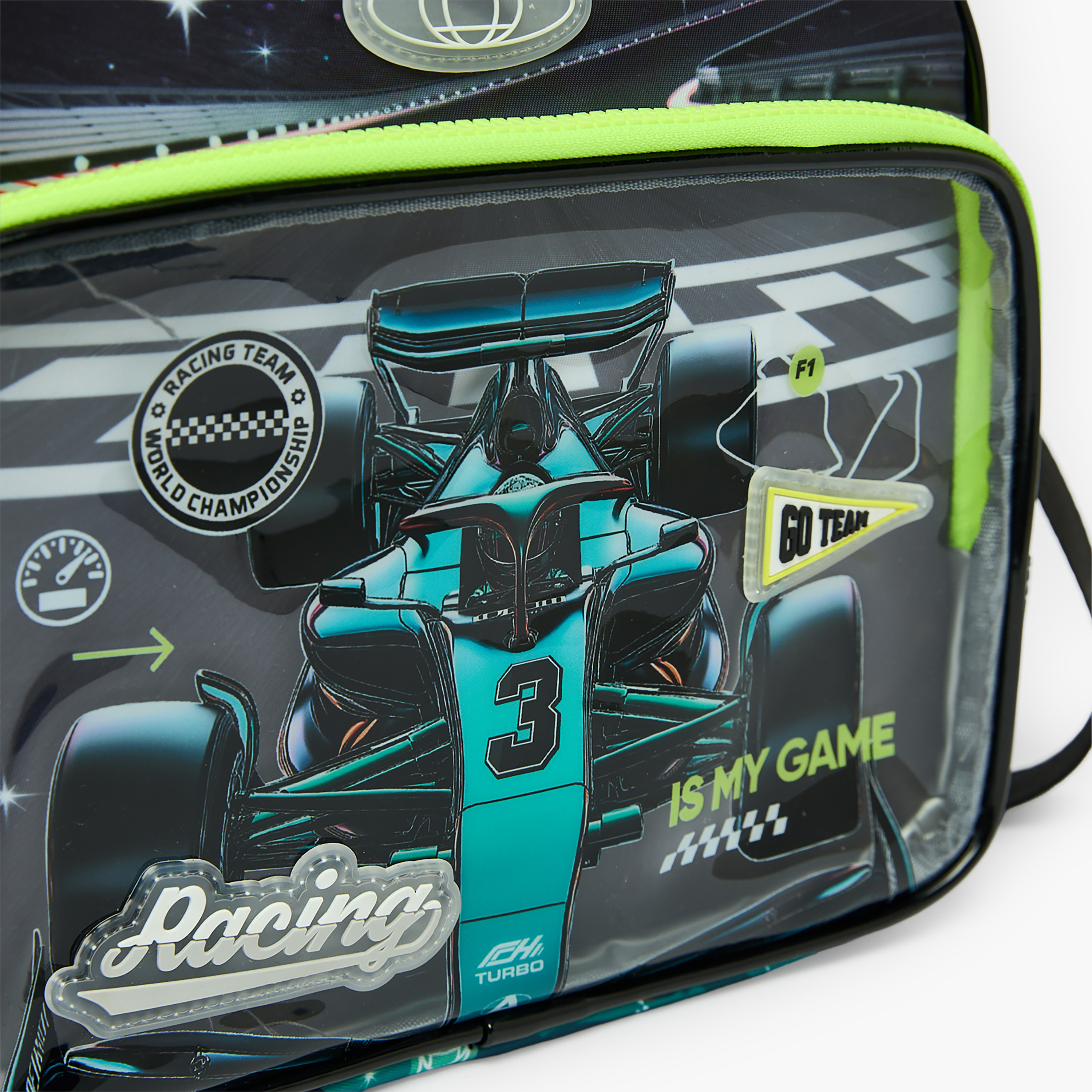 Juniors Racing Car Print Lunch Bag for Girls 5-8 Years with Insulation-school-lunchessentials-lunchbags-image-3