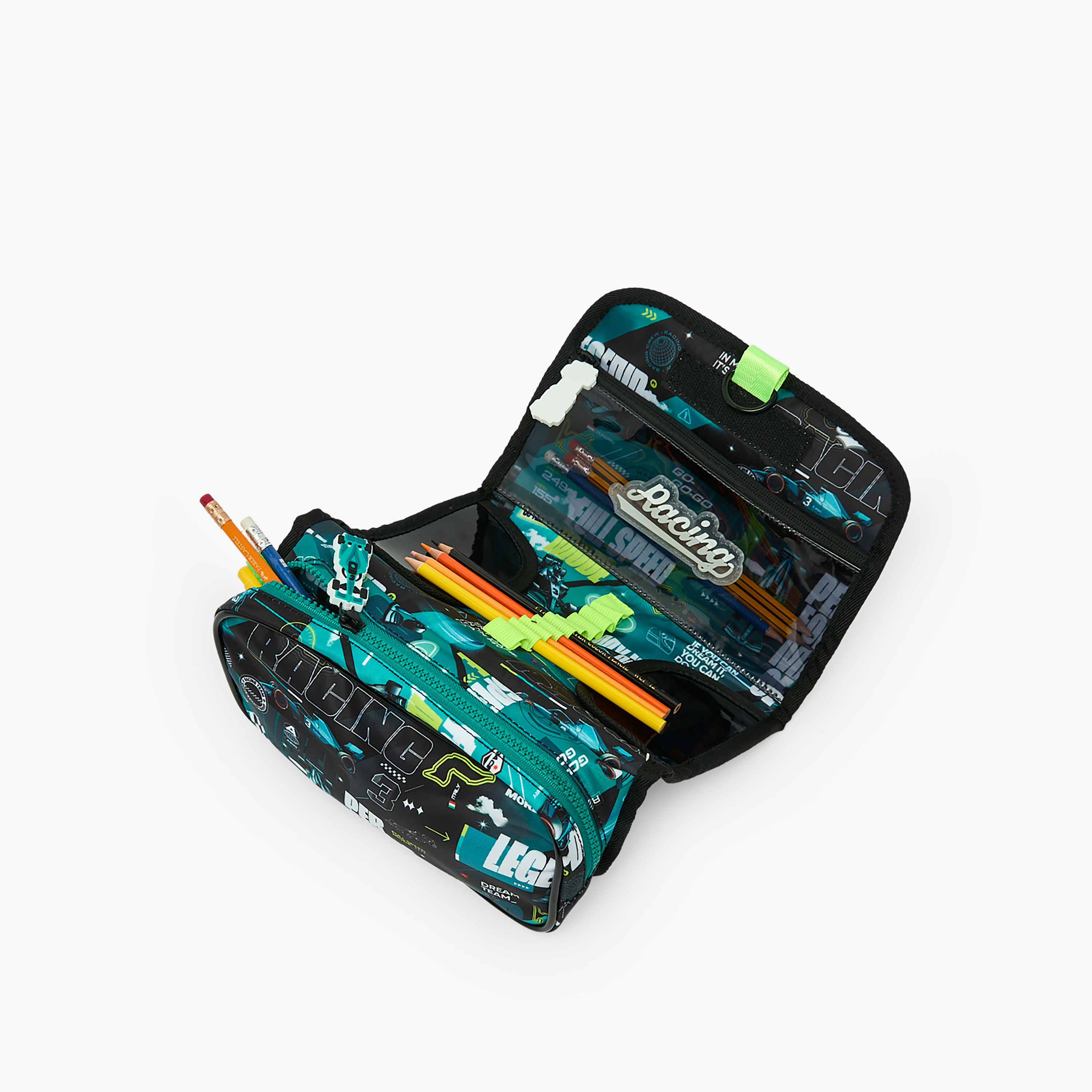 مقلمة بطبعات سيارات سباق مع مقبض علوي من جونيورز-school-stationery-pencilcases-image-7