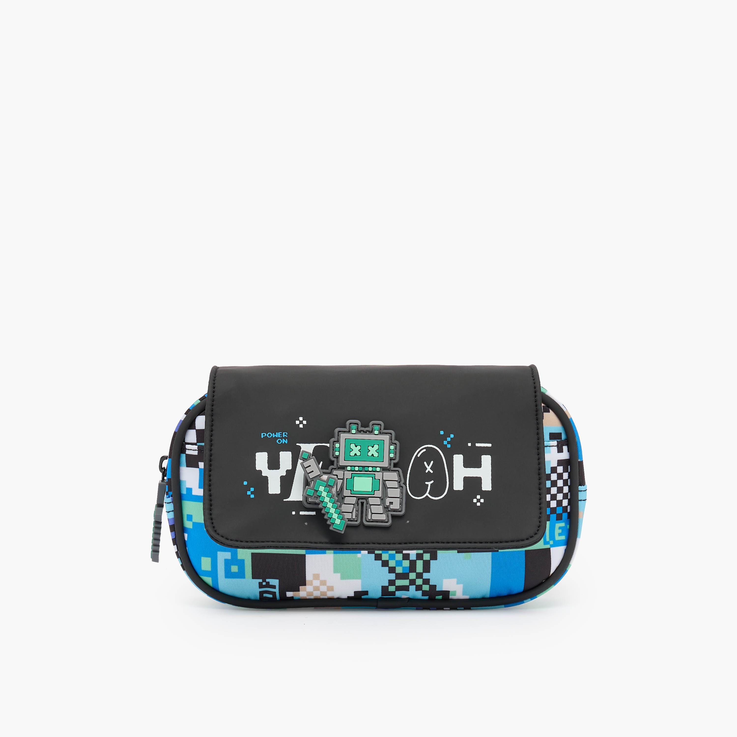 مقلمة بطبعات ألعاب إلكترونية بطية إغلاق من جونيورز-school-stationery-pencilcases-image-1