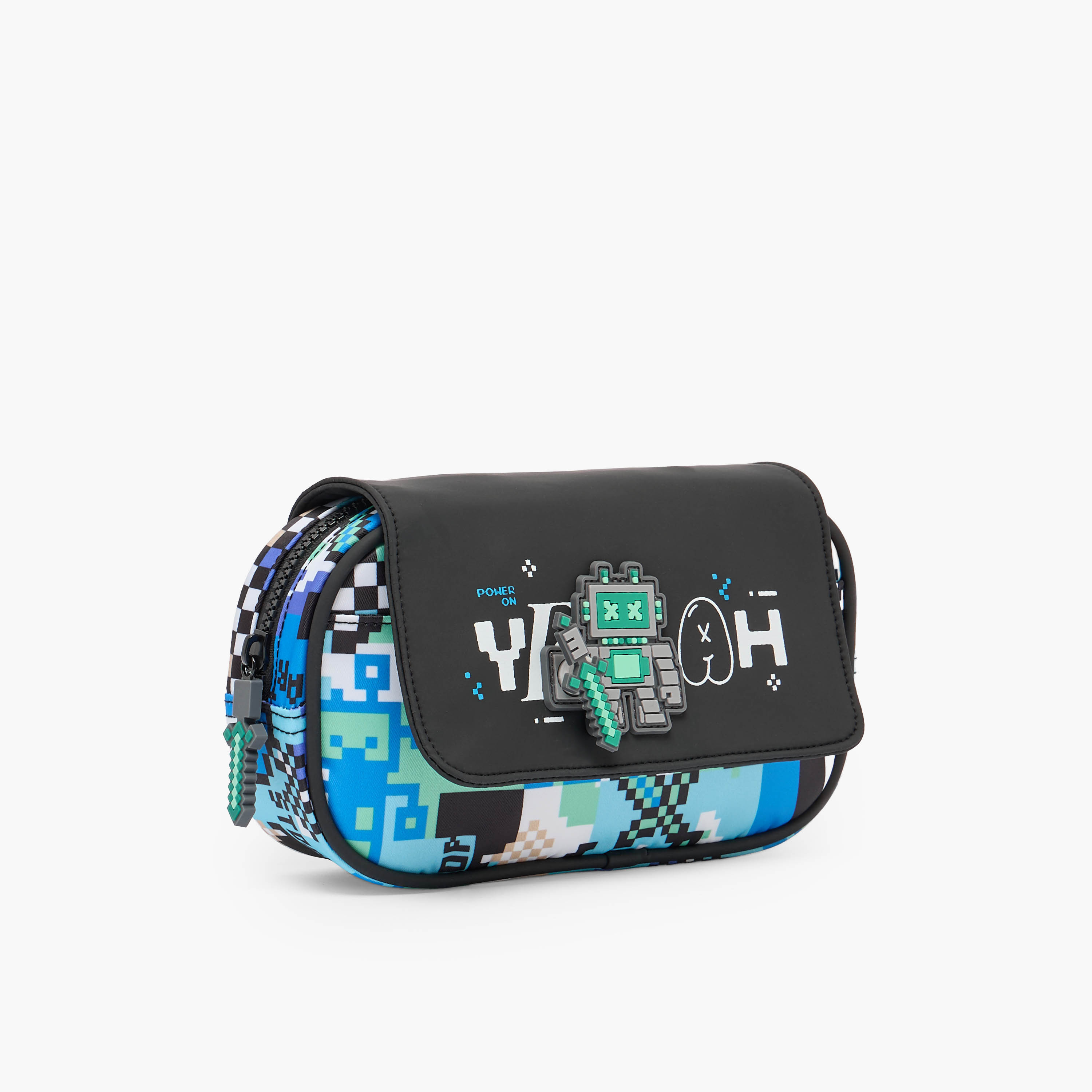 مقلمة بطبعات ألعاب إلكترونية بطية إغلاق من جونيورز-school-stationery-pencilcases-image-2