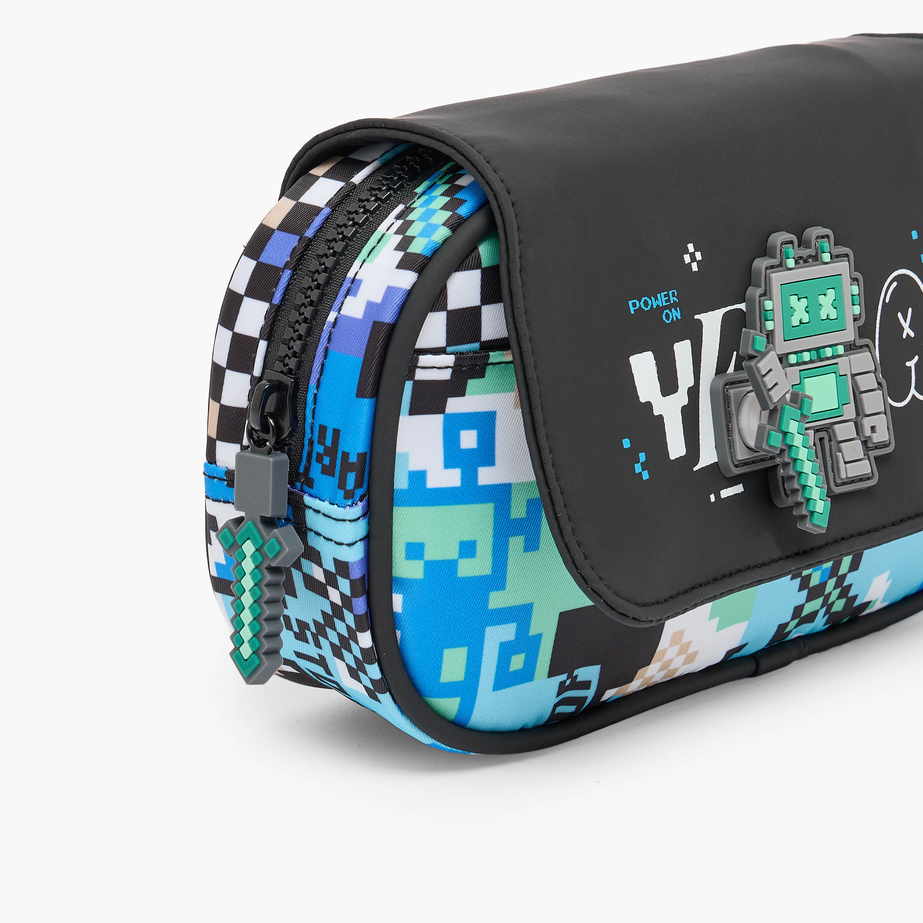 مقلمة بطبعات ألعاب إلكترونية بطية إغلاق من جونيورز-school-stationery-pencilcases-image-3