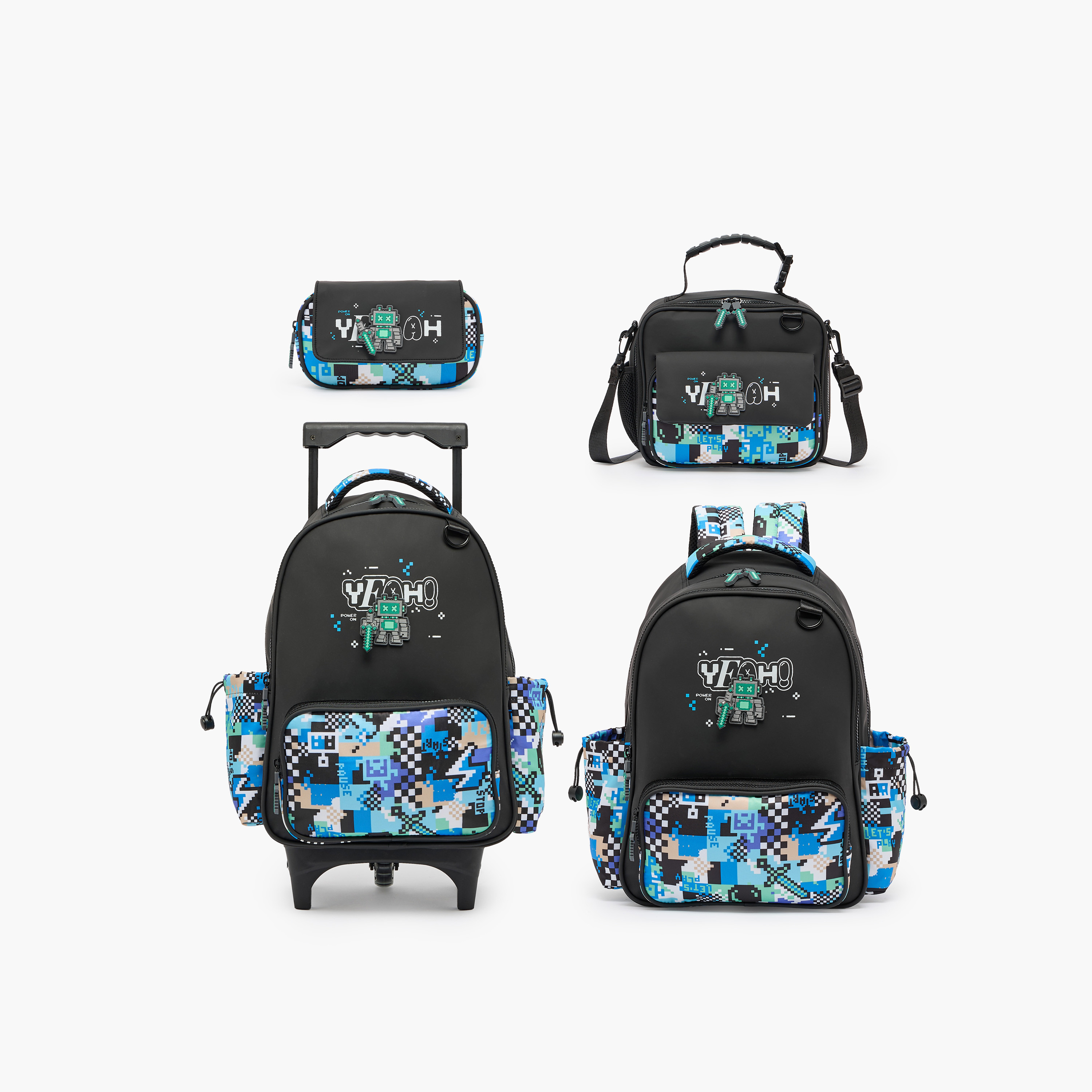 مقلمة بطبعات ألعاب إلكترونية بطية إغلاق من جونيورز-school-stationery-pencilcases-image-7