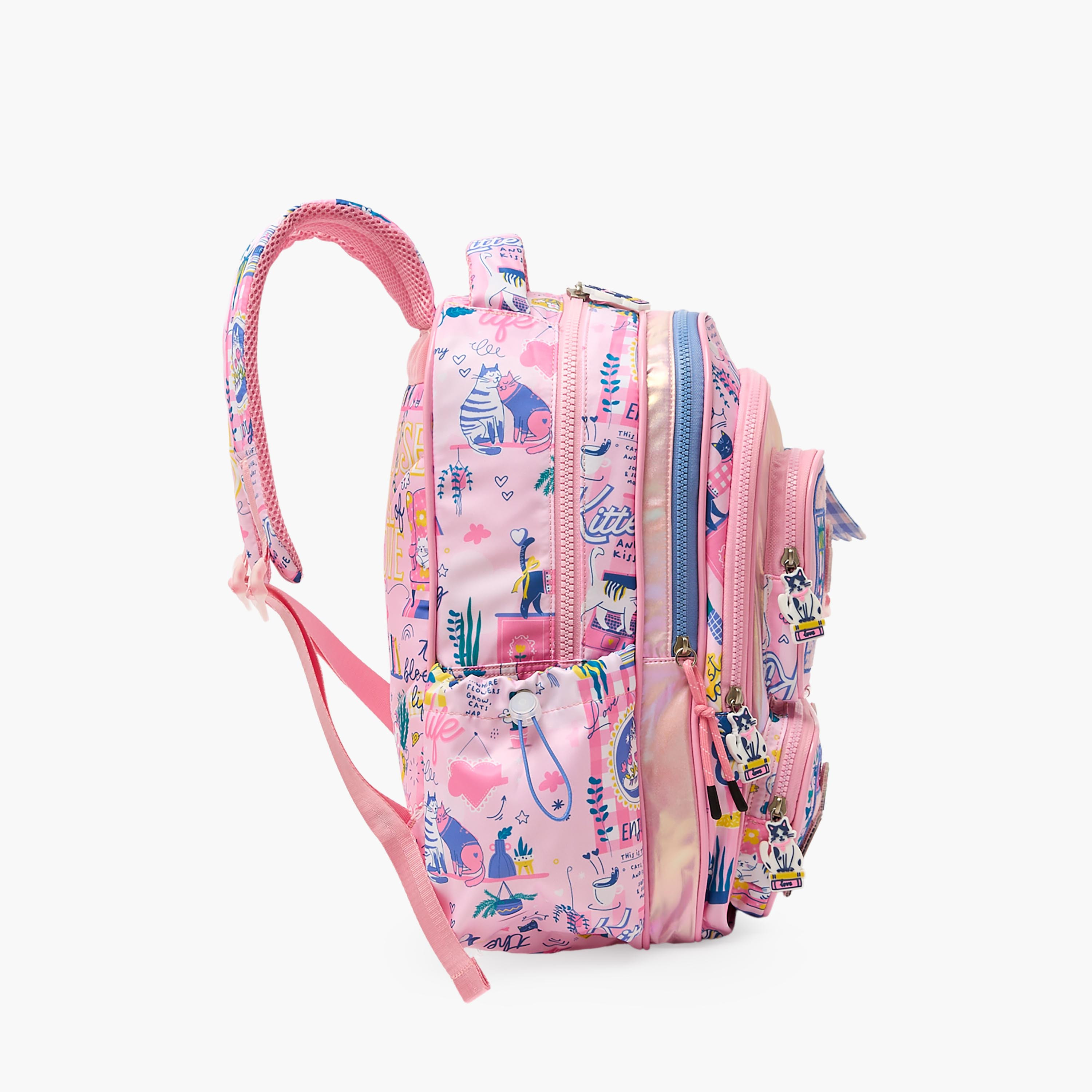 شنطة ظهر بطبعات للبنات بعمر 5 إلى 8 سنوات مع أحزمة كتف مبطنة من جونيورز - 16 بوصة-school-bagsandbackpacks-backpacks-image-9