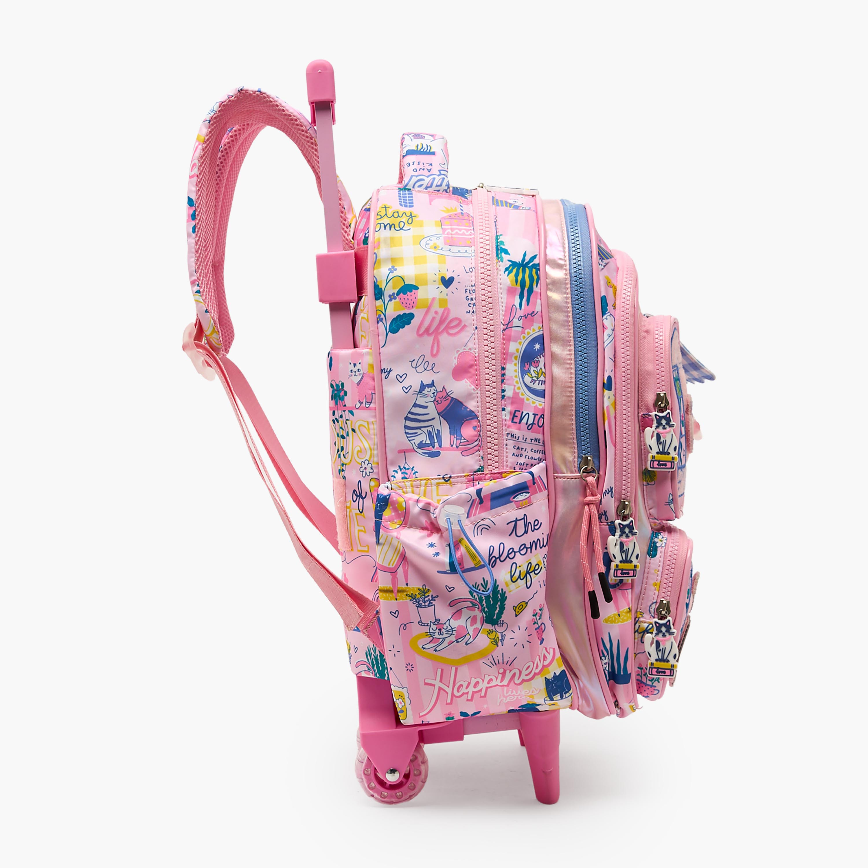 شنطة ترولي للبنات 5-8 سنوات بمقبض قابل للسحب وطبعات قطة من جونيورز - 16 بوصة-school-bagsandbackpacks-trolleybags-image-10