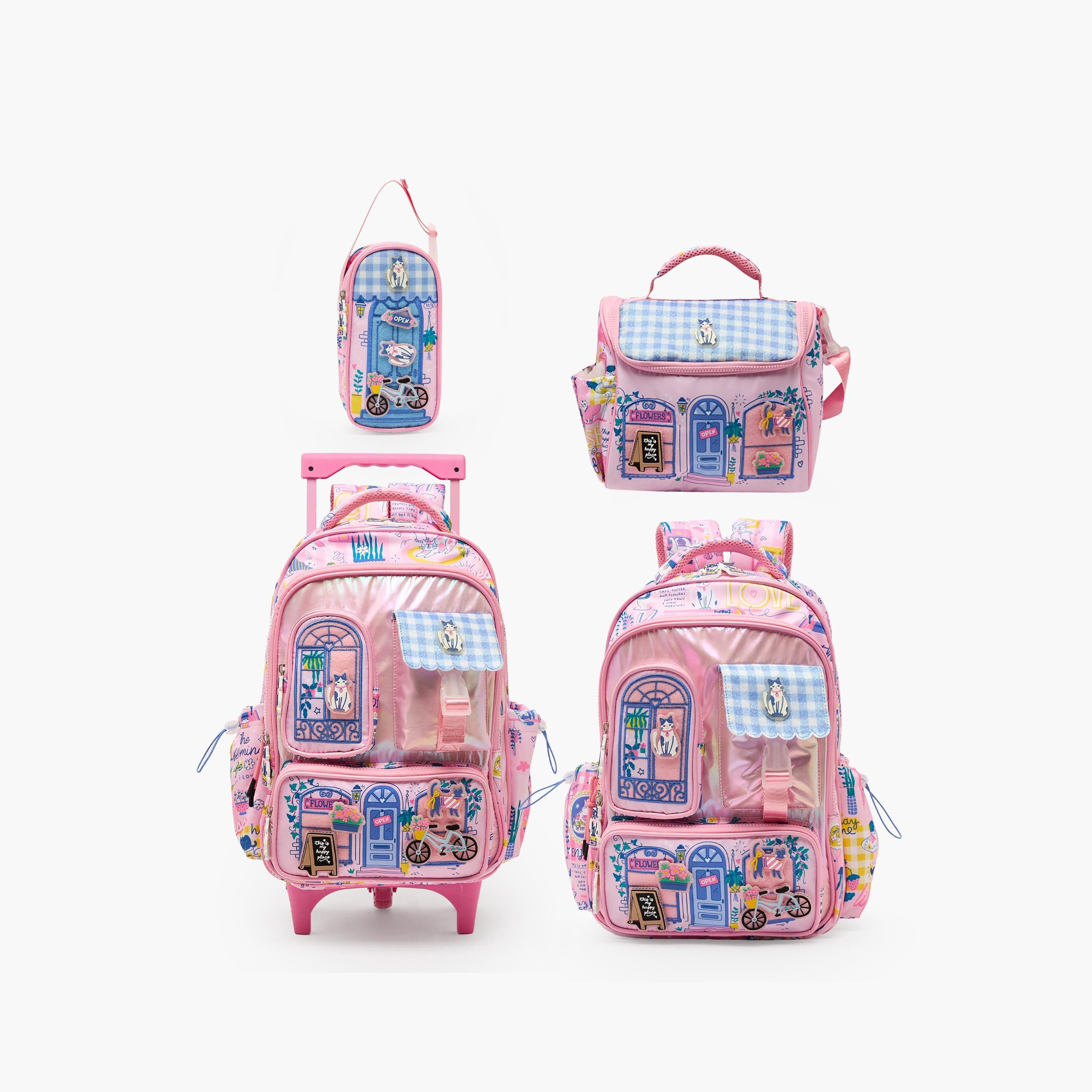 شنطة ترولي للبنات 5-8 سنوات بمقبض قابل للسحب وطبعات قطة من جونيورز - 16 بوصة-school-bagsandbackpacks-trolleybags-image-12