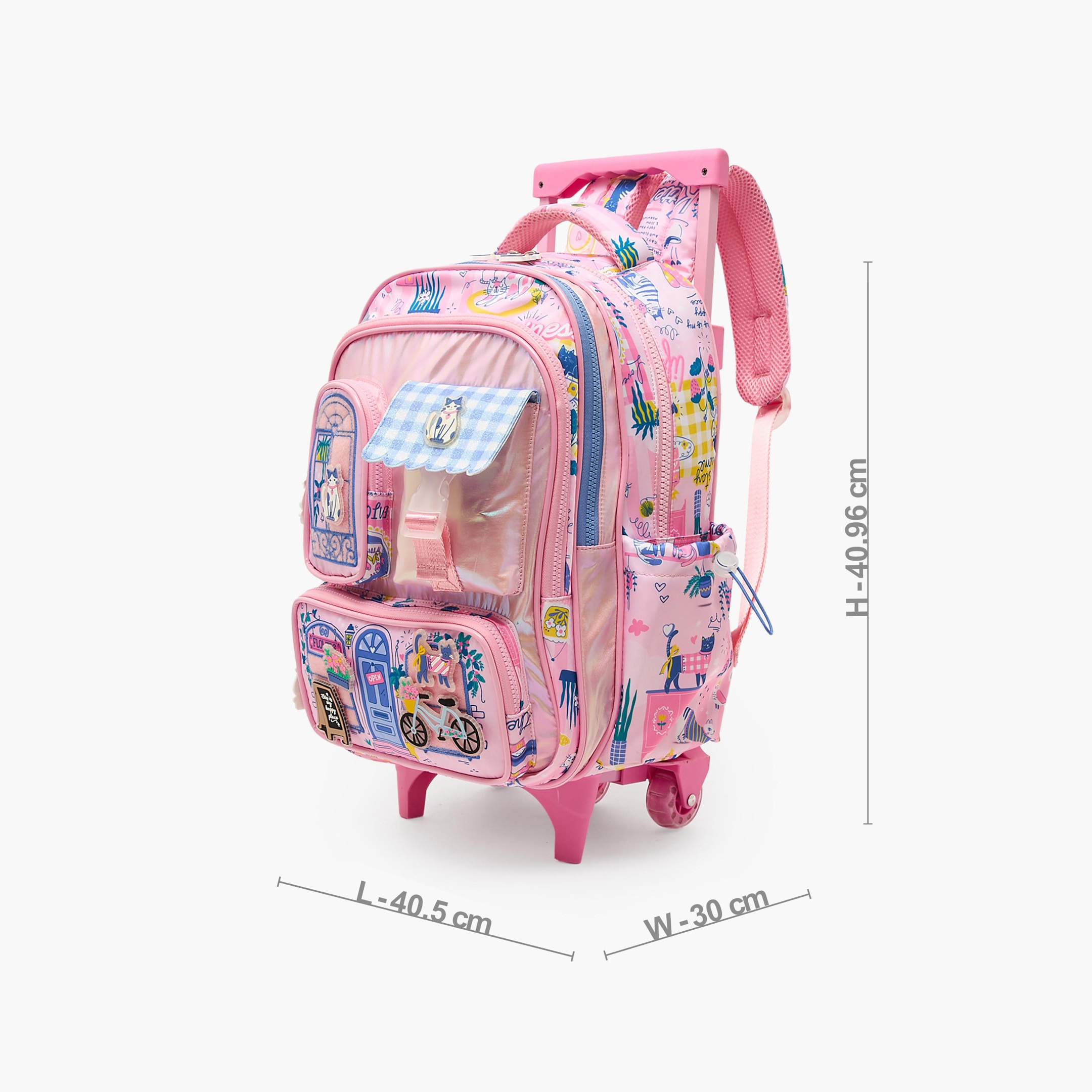 شنطة ترولي للبنات 5-8 سنوات بمقبض قابل للسحب وطبعات قطة من جونيورز - 16 بوصة-school-bagsandbackpacks-trolleybags-image-7