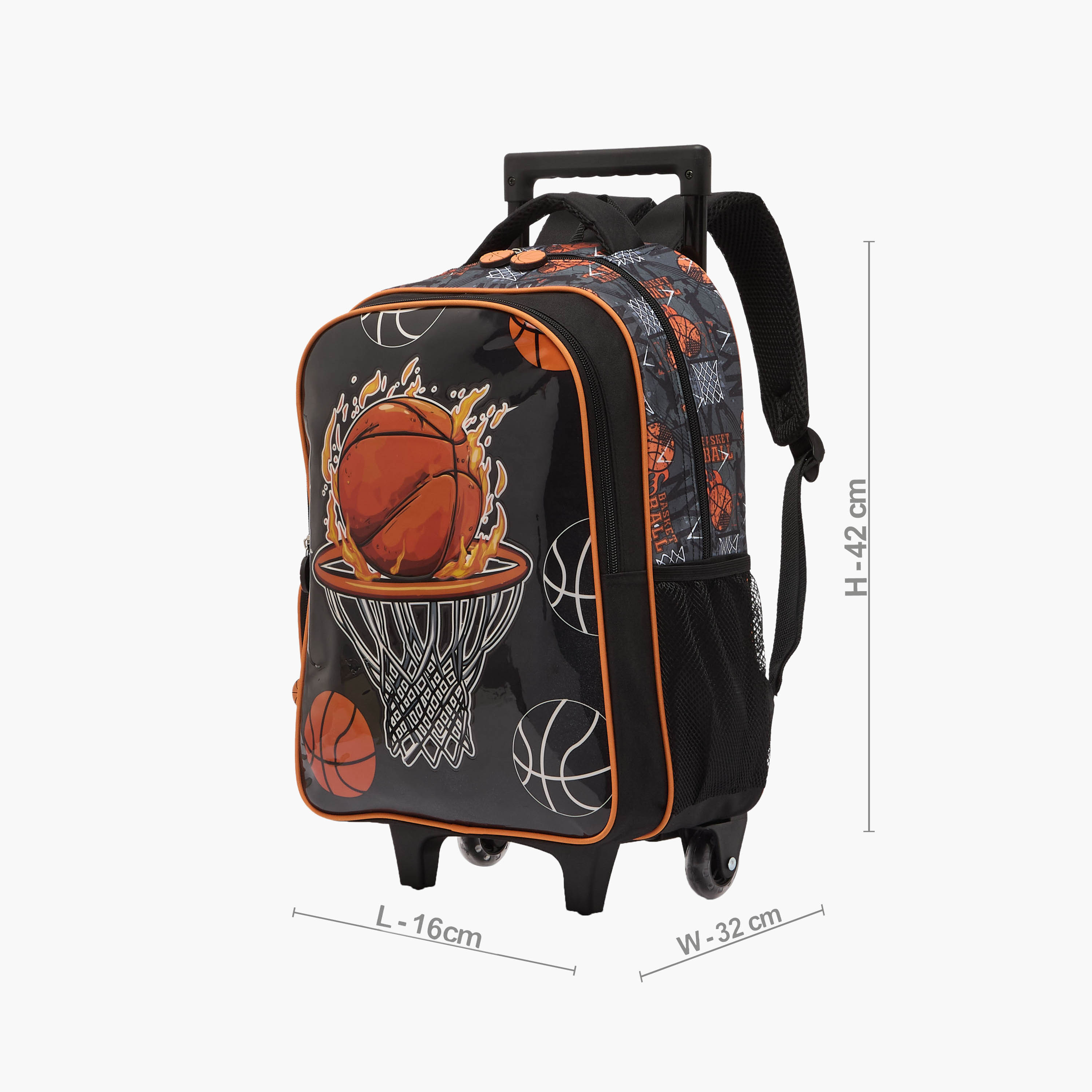Juniors Basketball 3-Piece School Trolley Bag Set for Boys 5-8 Years with Lunch Bag - 16 inches-school-bagsandbackpacks-trolleybags-image-9