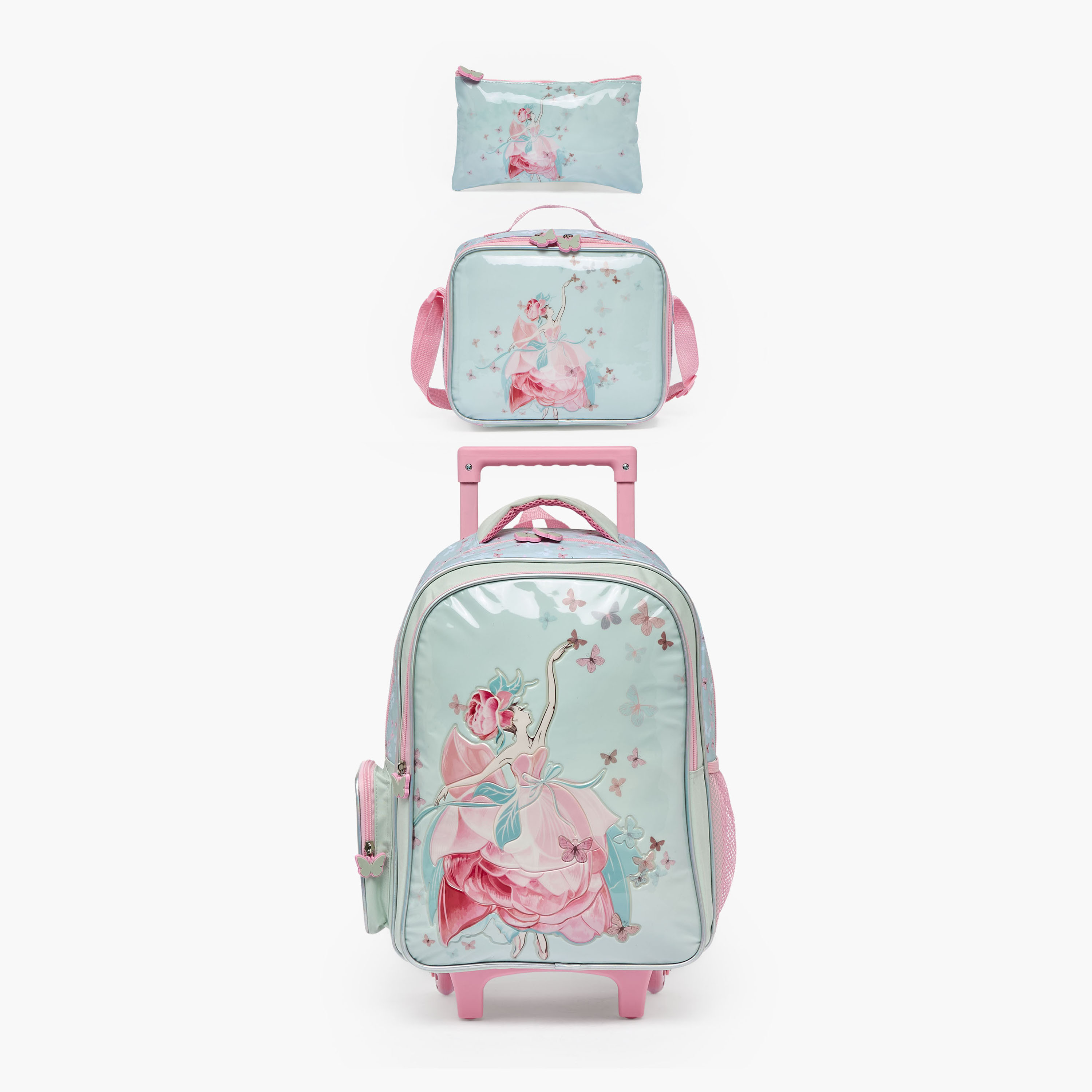 Juniors Ballet Print 3-Piece School Trolley Bag Set for Girls 5-8 Years with Lunch Bag - 16 inches-school-bagsandbackpacks-trolleybags-image-2