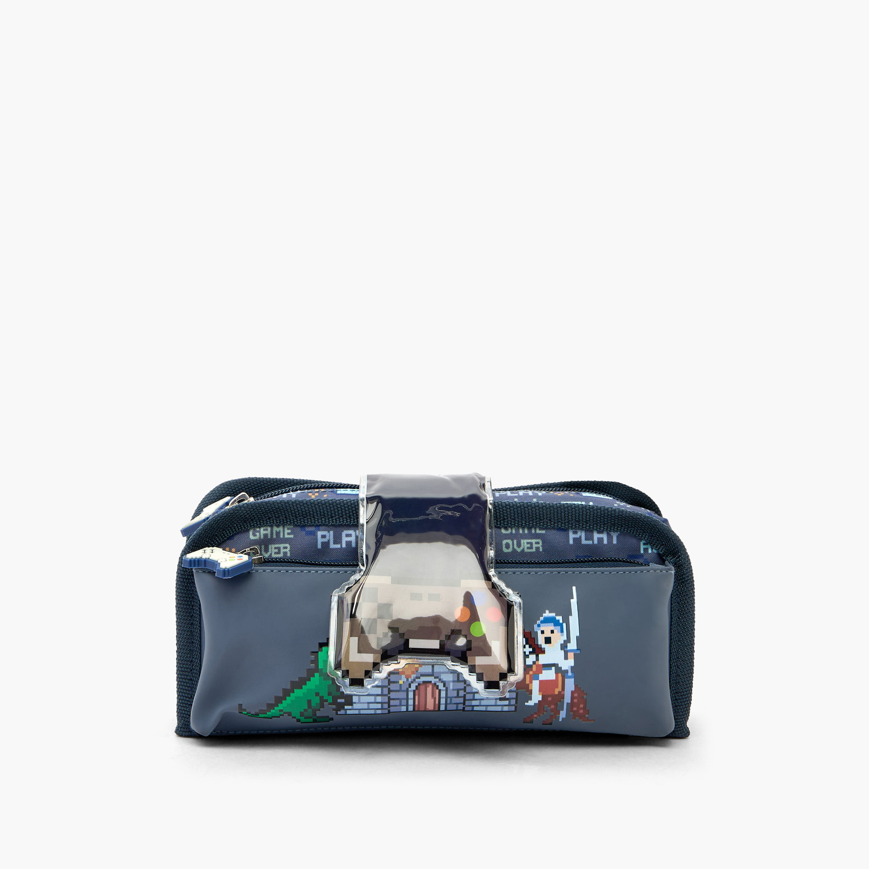 Juniors Game Print Pencil Pouch with 2 Compartments-school-stationery-pencilcases-image-1