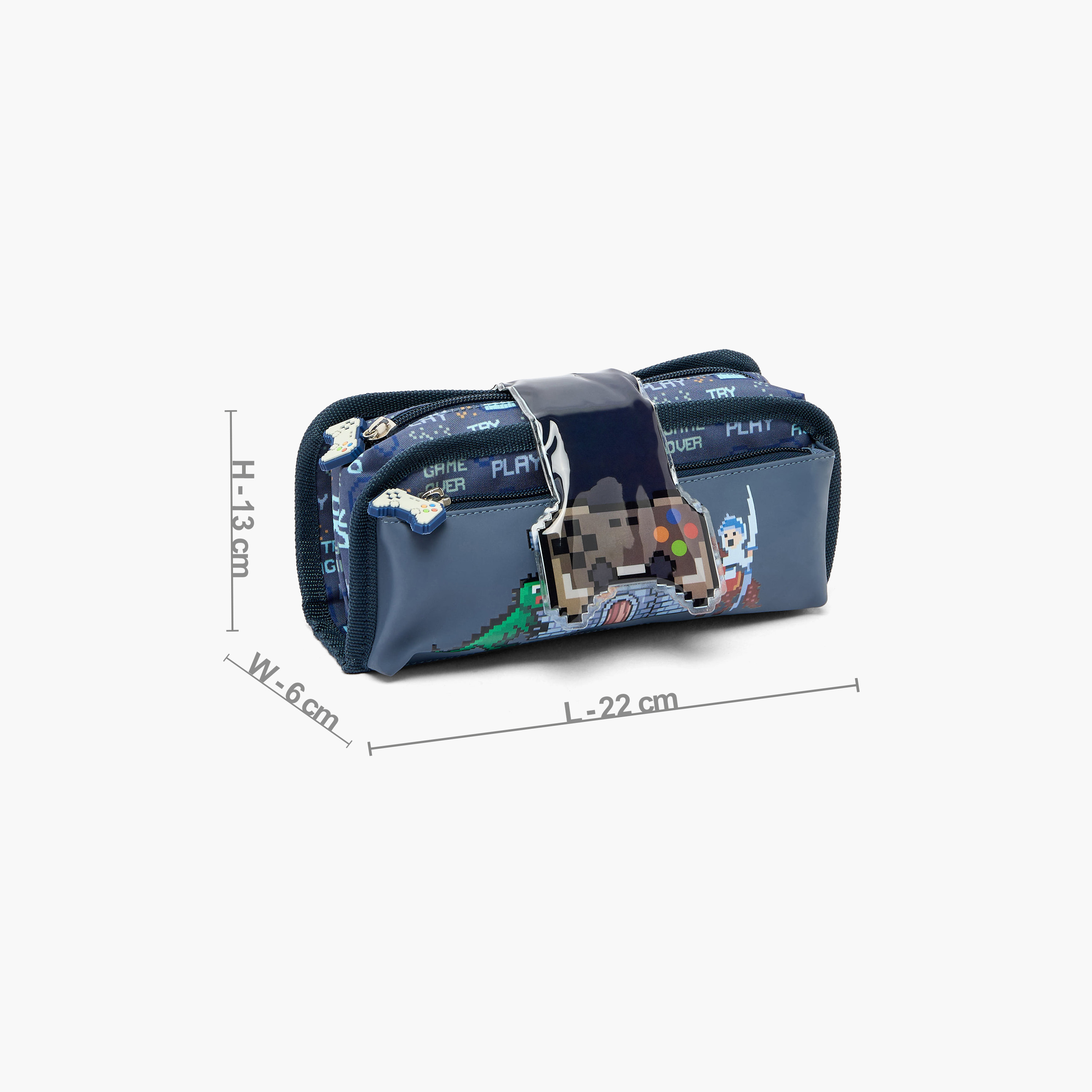 Juniors Game Print Pencil Pouch with 2 Compartments-school-stationery-pencilcases-image-4