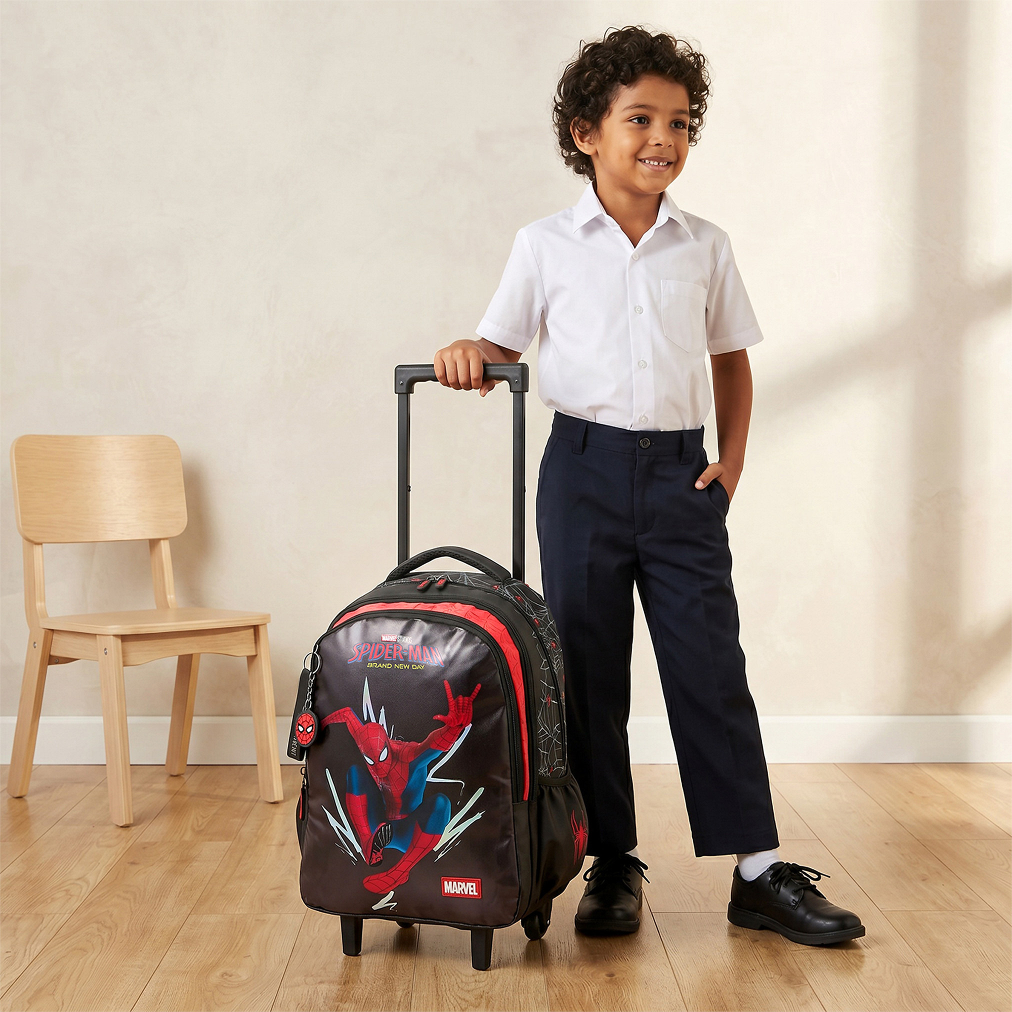 Spider-Man Print Trolley Bag for Boys 5-8 Years with Padded Straps - 16 inches-school-bagsandbackpacks-trolleybags-image-3