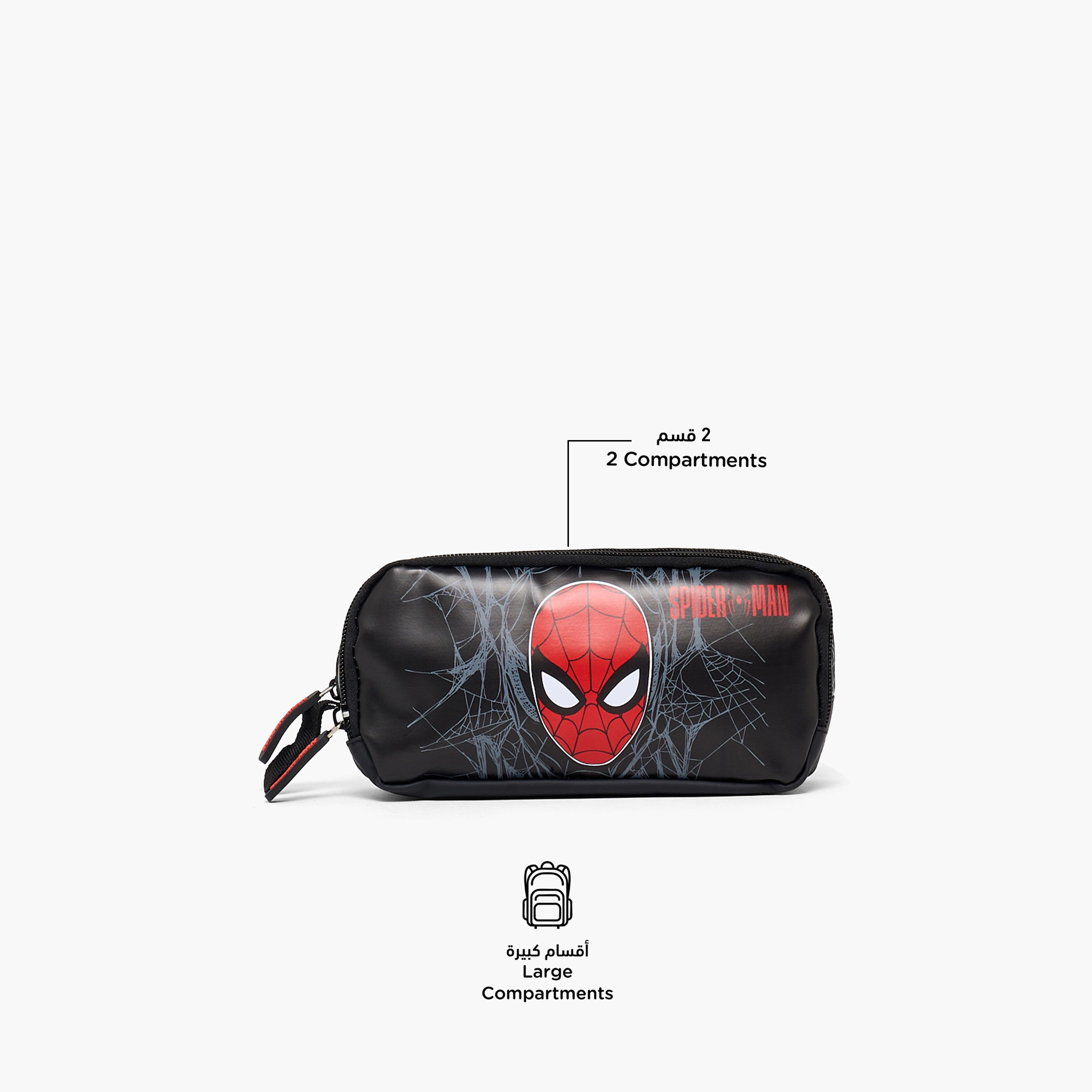 Spider-Man Print Pencil Pouch with 2 Compartment-school-stationery-pencilcases-image-2