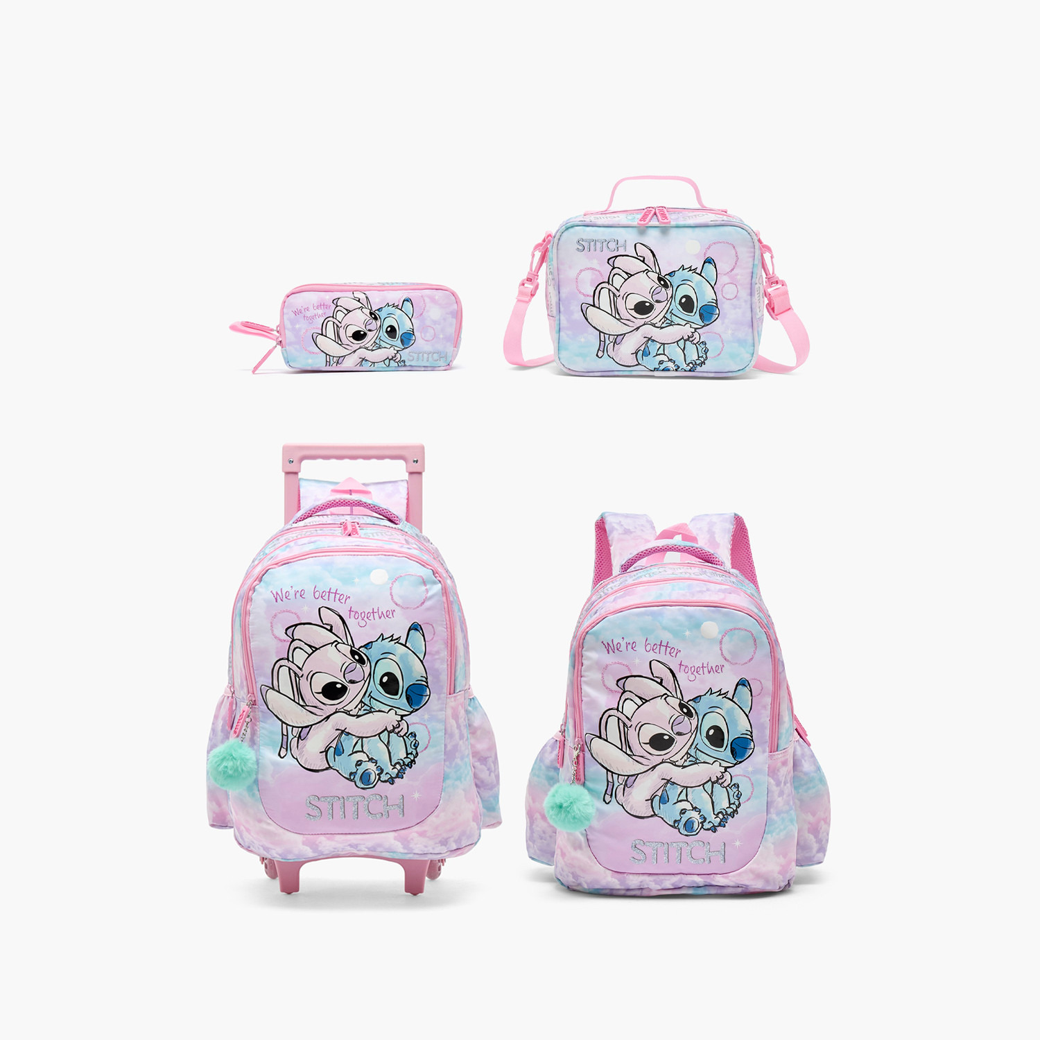 Disney Stitch Print Trolley Backpack for Girls 5-8 Years with Retractable Handle - 15.6 inch-school-bagsandbackpacks-trolleybags-image-12