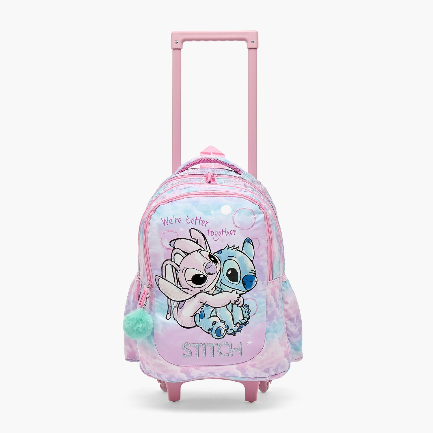 Disney Stitch Print Trolley Backpack for Girls 5-8 Years with Retractable Handle - 15.6 inch-school-bagsandbackpacks-trolleybags-image-2