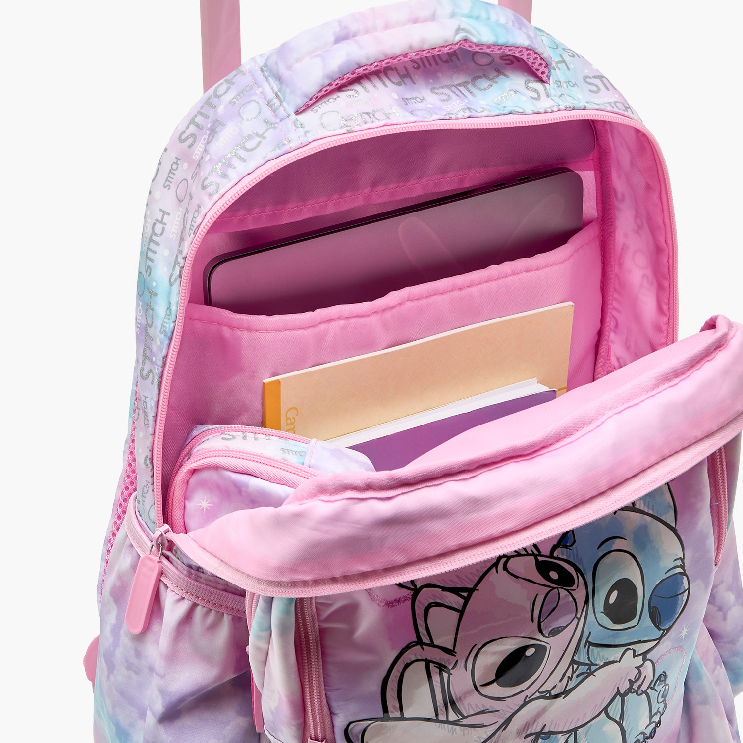 Disney Stitch Print Trolley Backpack for Girls 5-8 Years with Retractable Handle - 15.6 inch-school-bagsandbackpacks-trolleybags-image-6