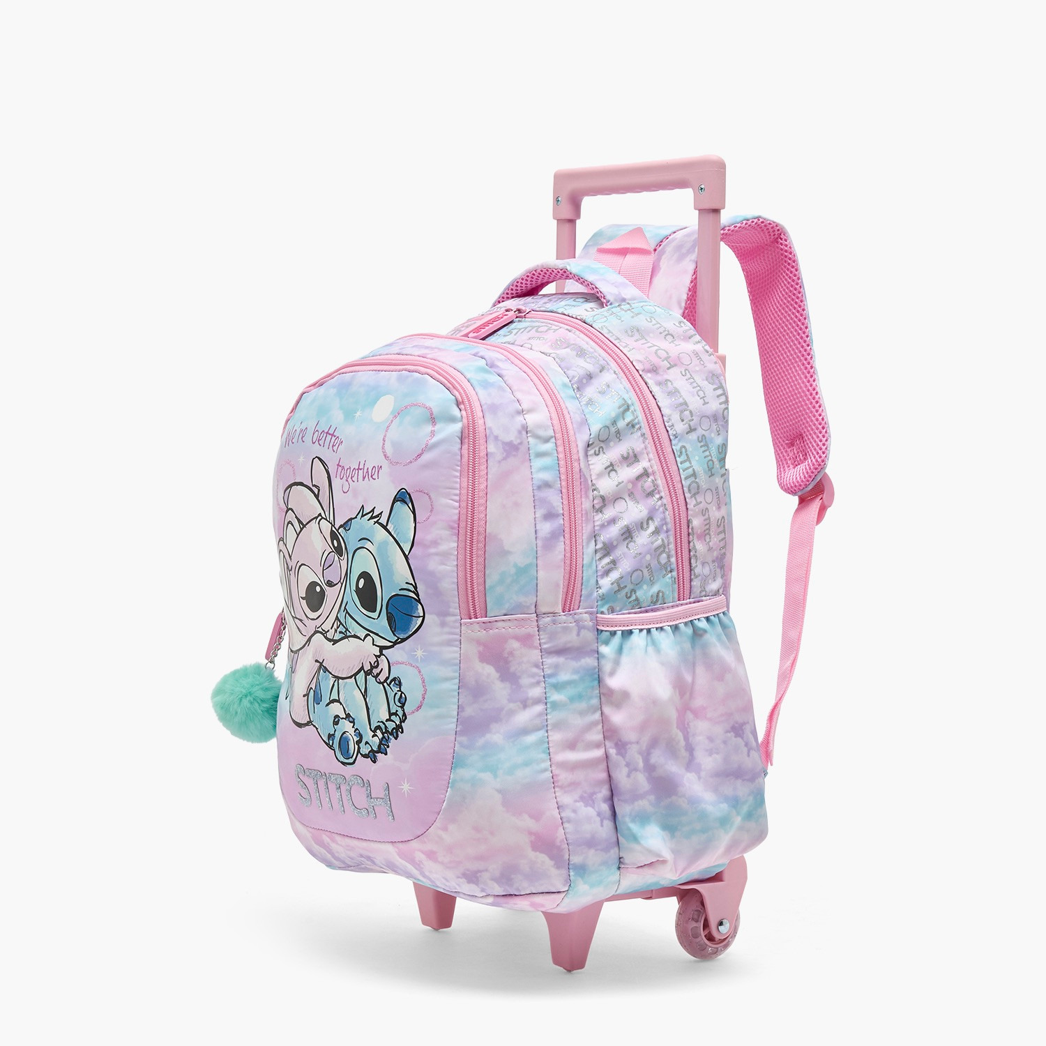 Disney Stitch Print Trolley Backpack for Girls 5-8 Years with Retractable Handle - 15.6 inch-school-bagsandbackpacks-trolleybags-image-7