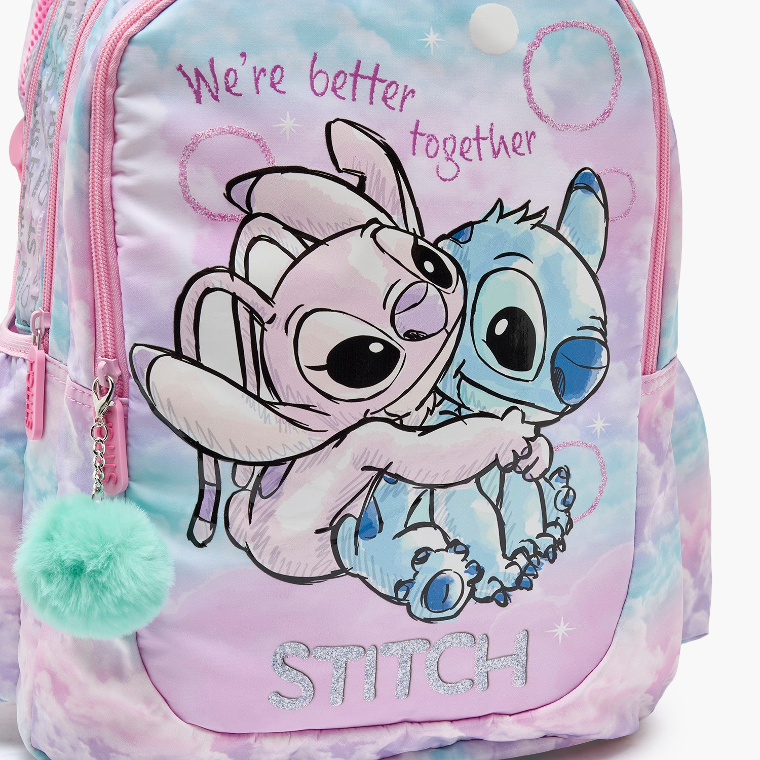 Disney Stitch and Angel Print Backpack for Girls 5-8 Years with Padded Shoulder Straps - 16 inches-school-bagsandbackpacks-backpacks-image-3