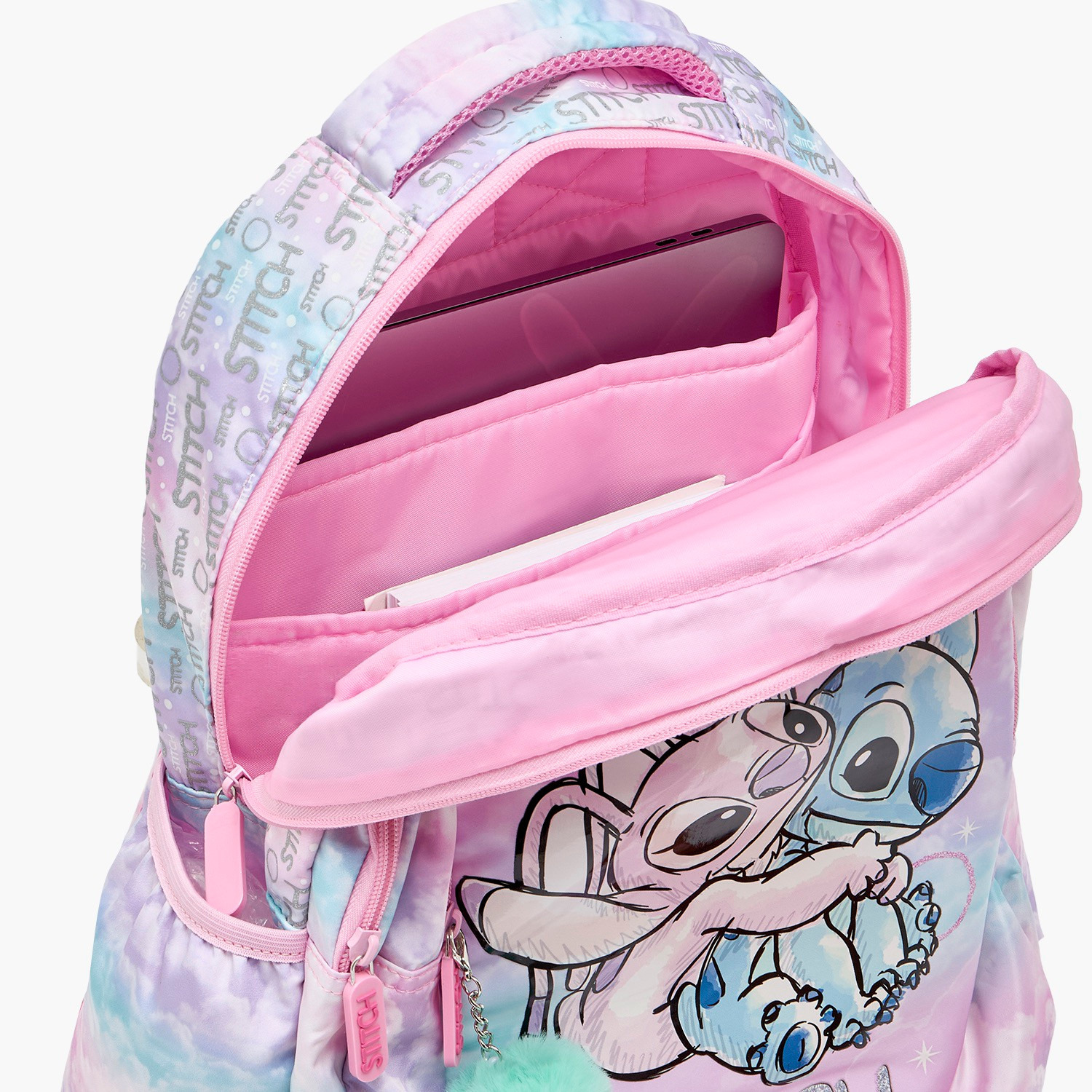 Disney Stitch and Angel Print Backpack for Girls 5-8 Years with Padded Shoulder Straps - 16 inches-school-bagsandbackpacks-backpacks-image-5
