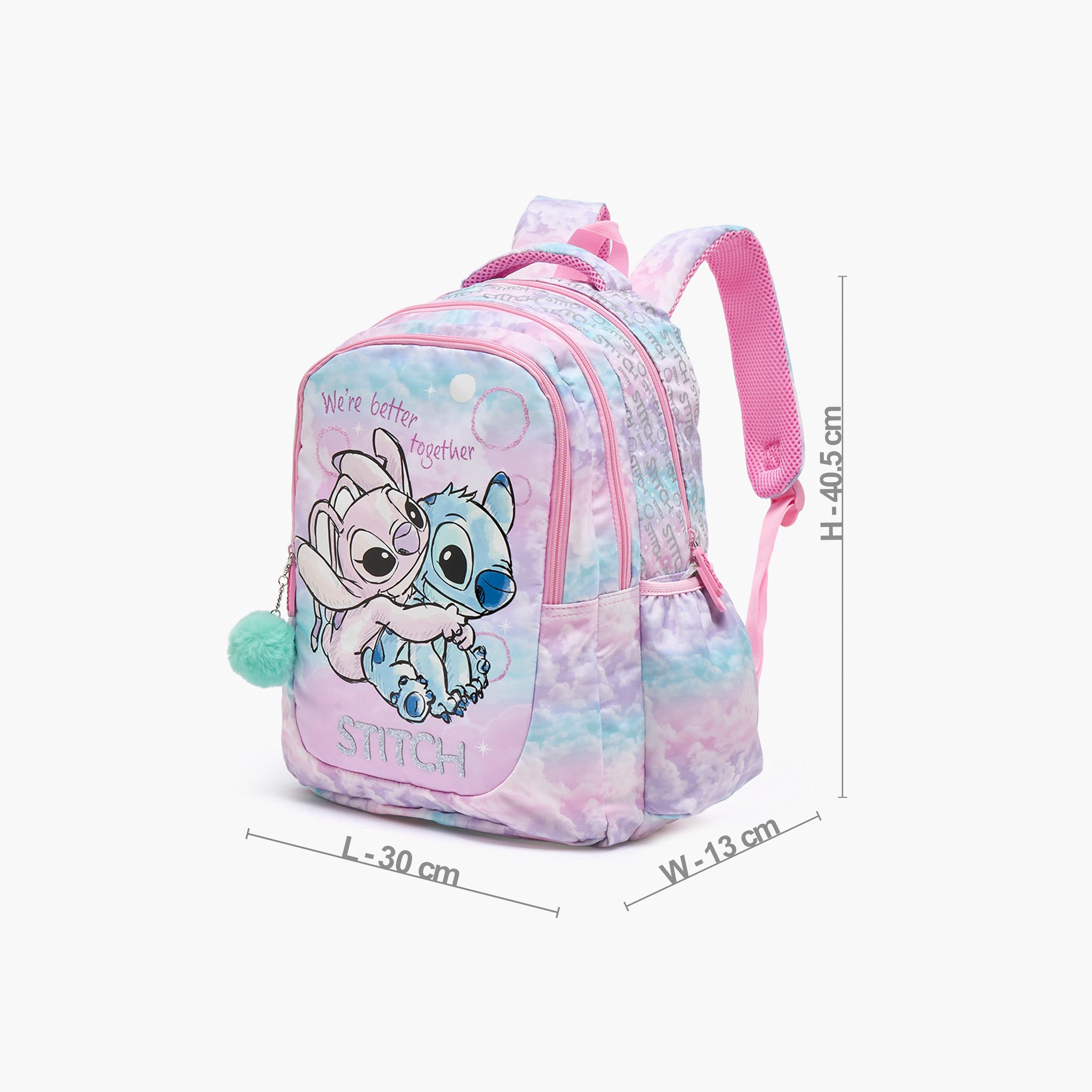 Disney Stitch and Angel Print Backpack for Girls 5-8 Years with Padded Shoulder Straps - 16 inches-school-bagsandbackpacks-backpacks-image-6