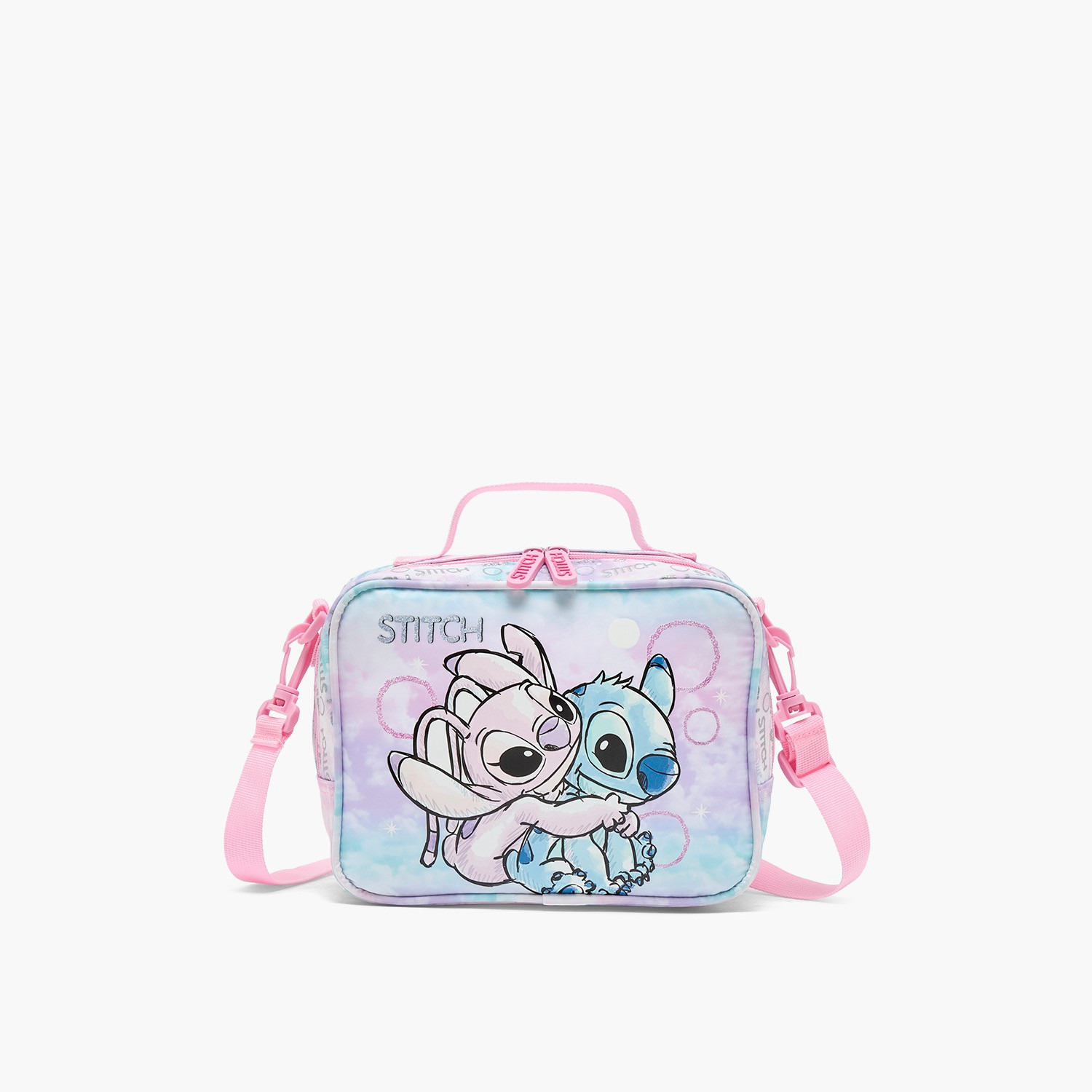 Disney Stitch and Angel Print Lunch Bag for Girls 5-8 Years with Detachable Strap-school-lunchessentials-lunchbags-image-1