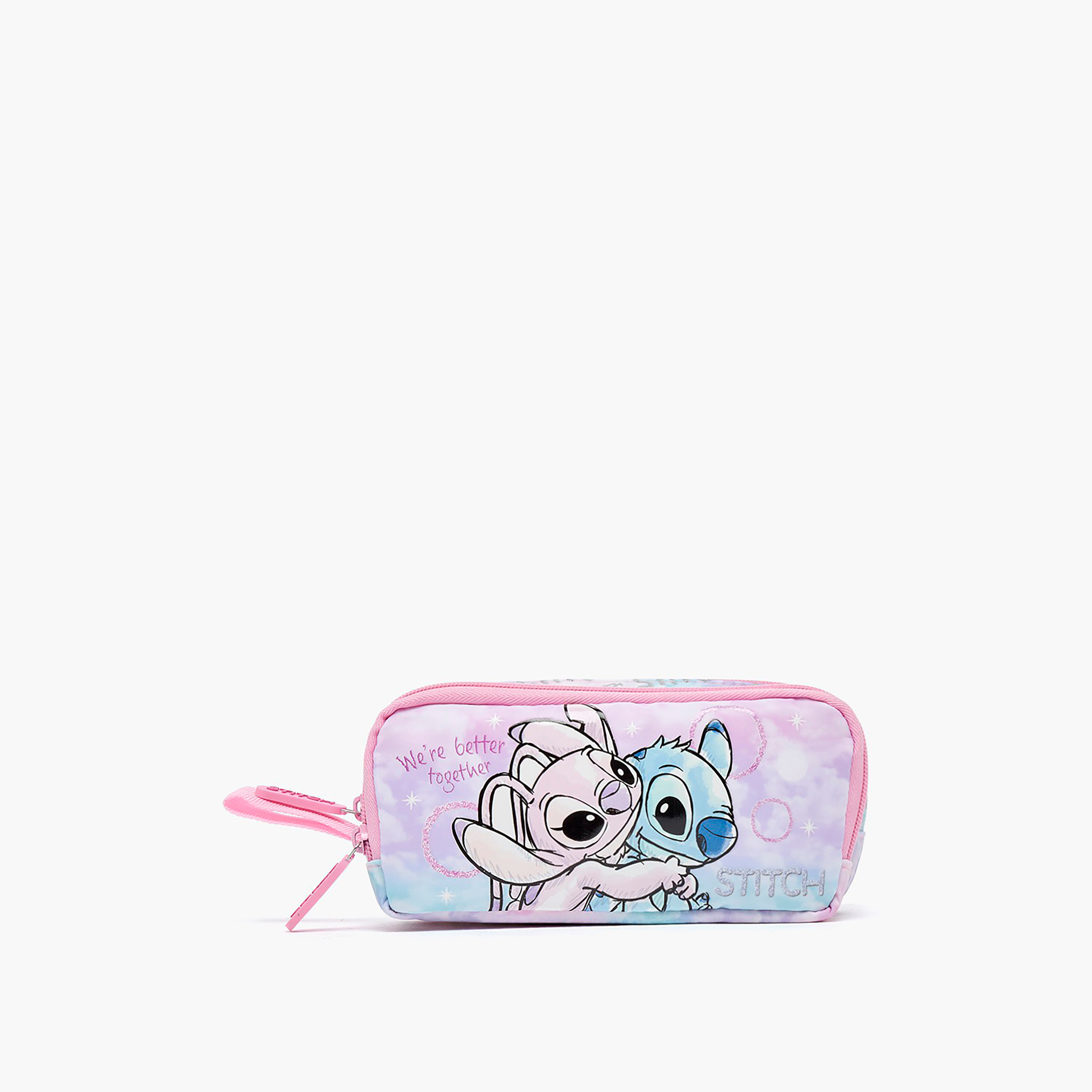Disney Stitch and Angel Print Pencil Pouch with 2 Compartment-school-stationery-pencilcases-image-1