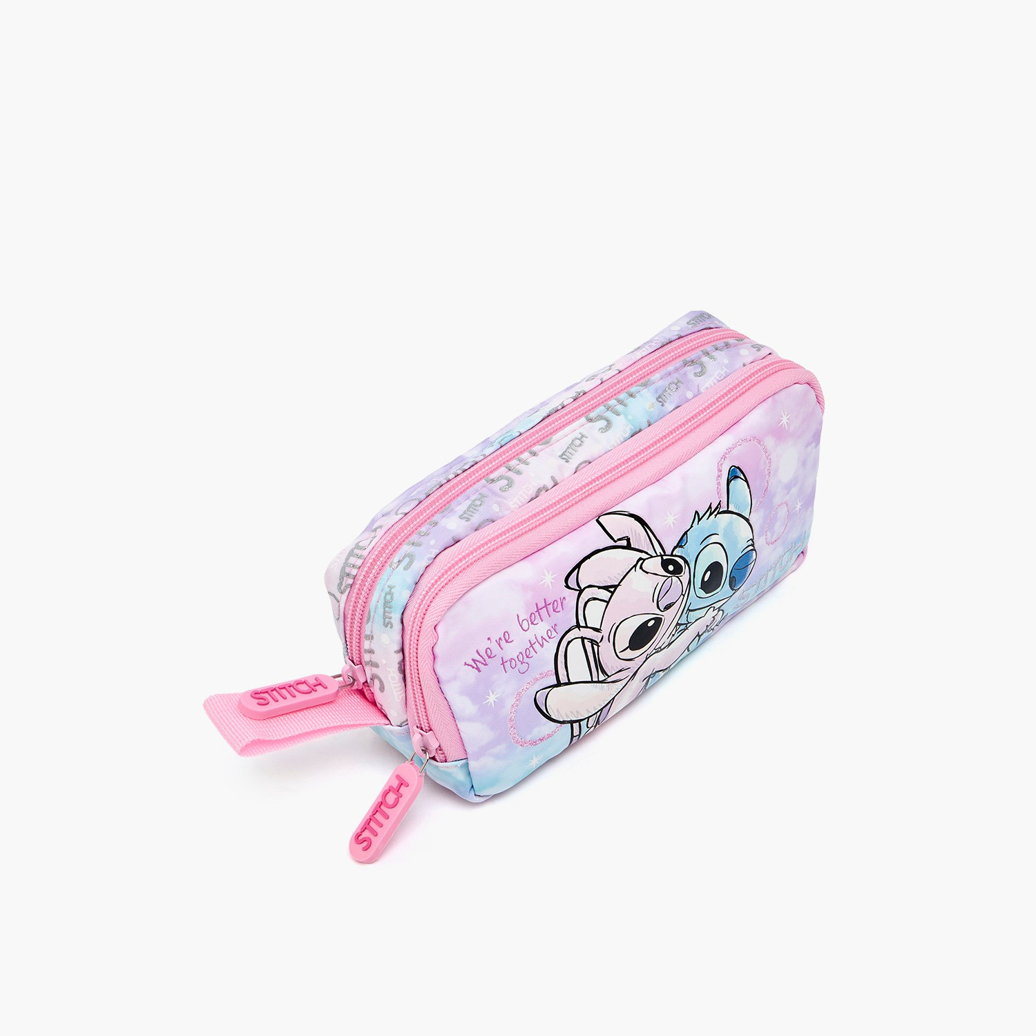 Disney Stitch and Angel Print Pencil Pouch with 2 Compartment-school-stationery-pencilcases-image-3
