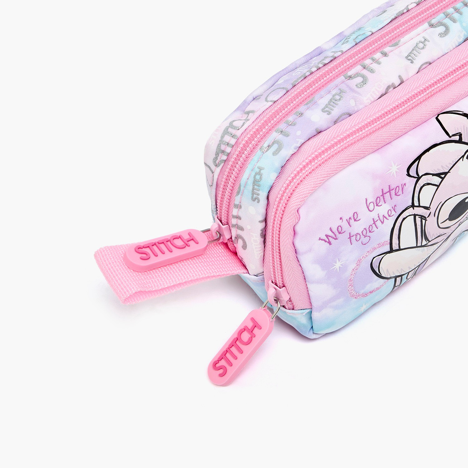 Disney Stitch and Angel Print Pencil Pouch with 2 Compartment-school-stationery-pencilcases-image-6