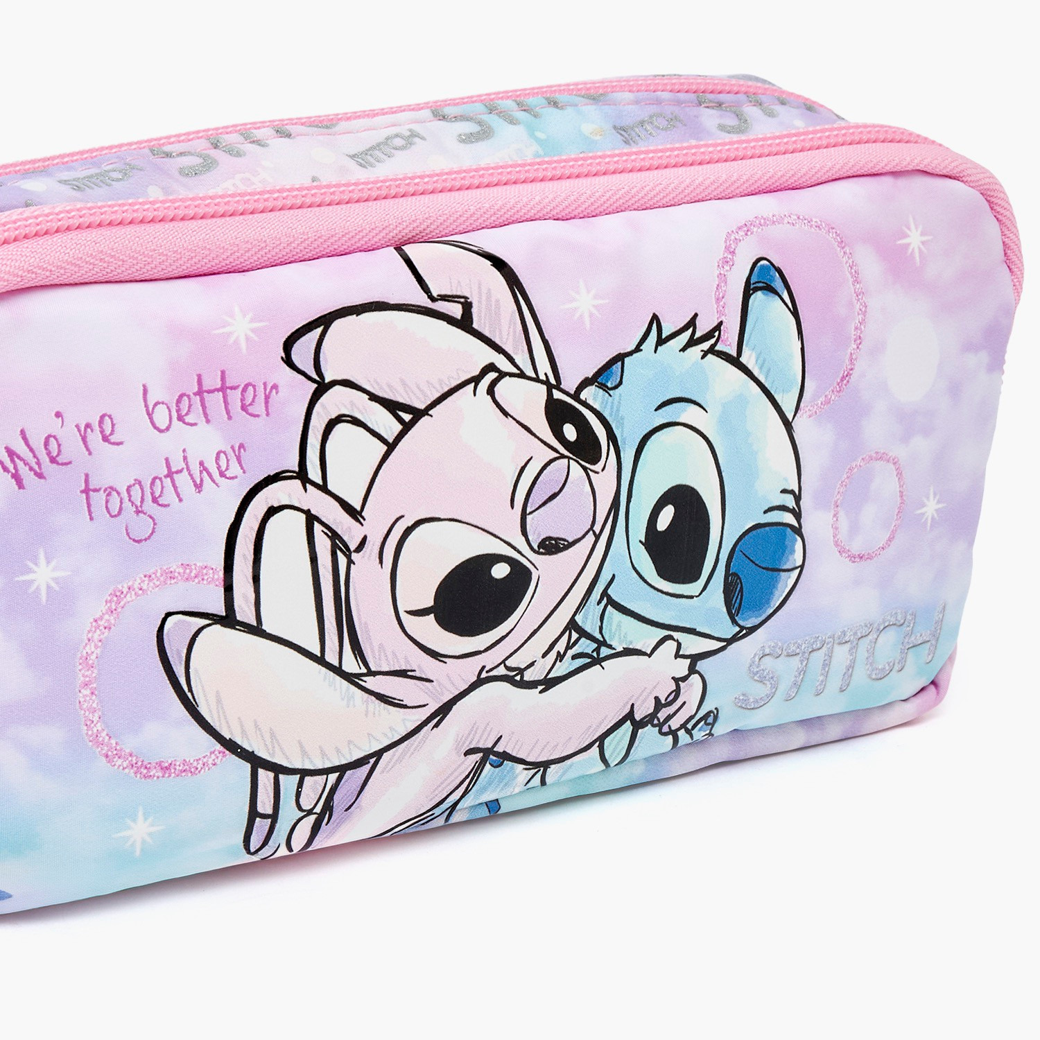 Disney Stitch and Angel Print Pencil Pouch with 2 Compartment-school-stationery-pencilcases-image-7