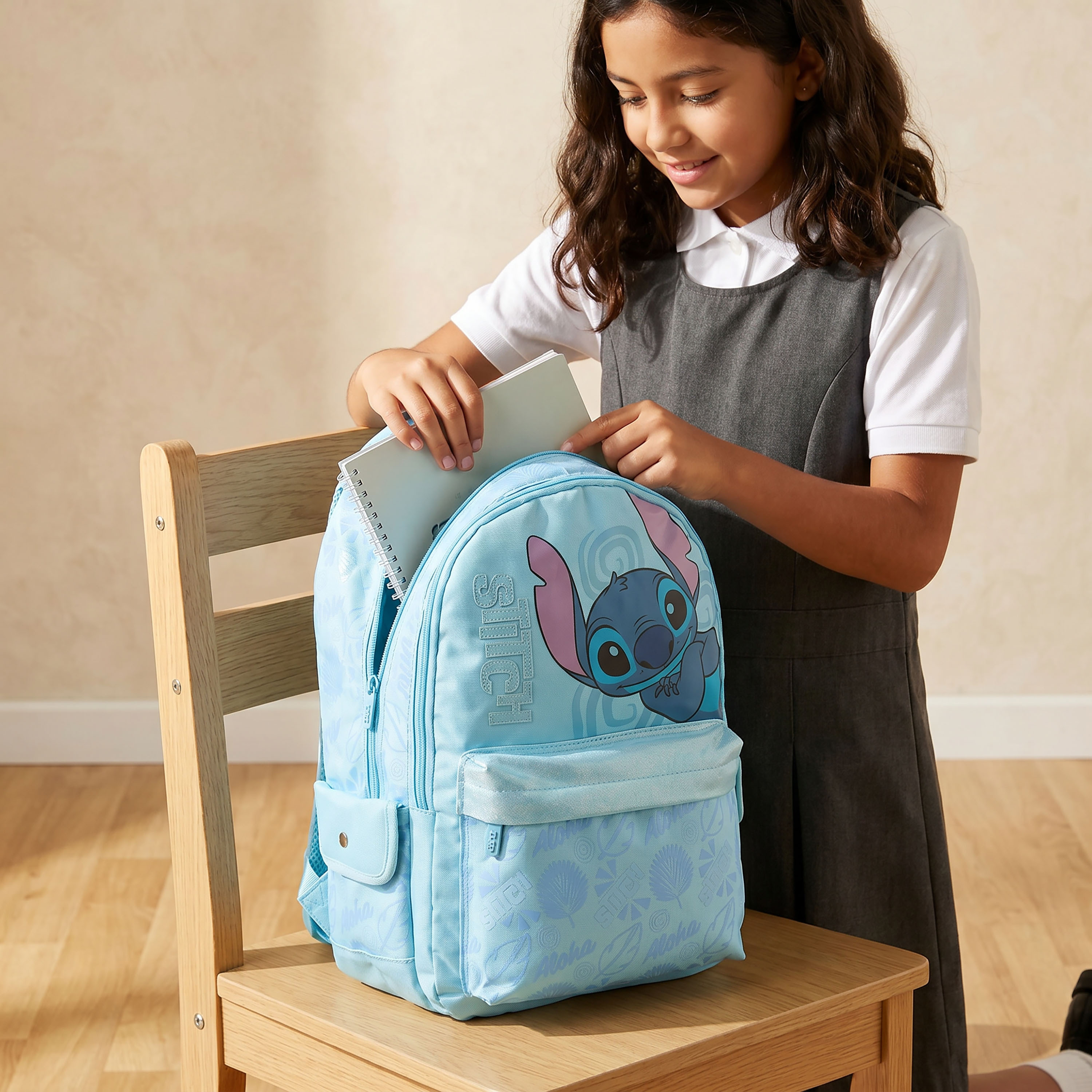 Disney Stitch Print Backpack for Girls 8-13 Years with Padded Shoulder Straps - 17 inches-school-bagsandbackpacks-backpacks-image-4