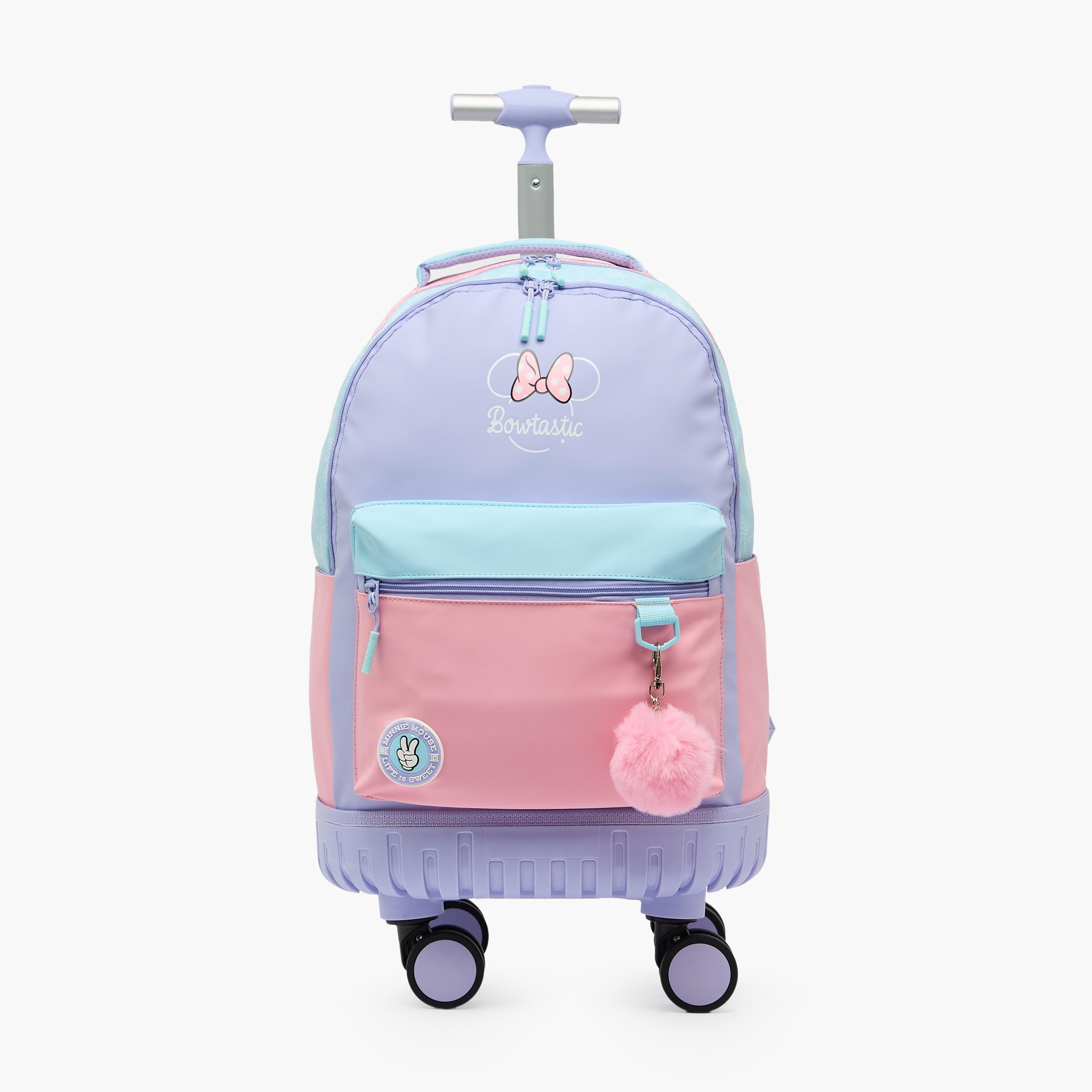 شنطة ترولي للبنات 8-12 سنة بأحزمة مبطنة وطبعات - 18 بوصة-school-bagsandbackpacks-trolleybags-image-1