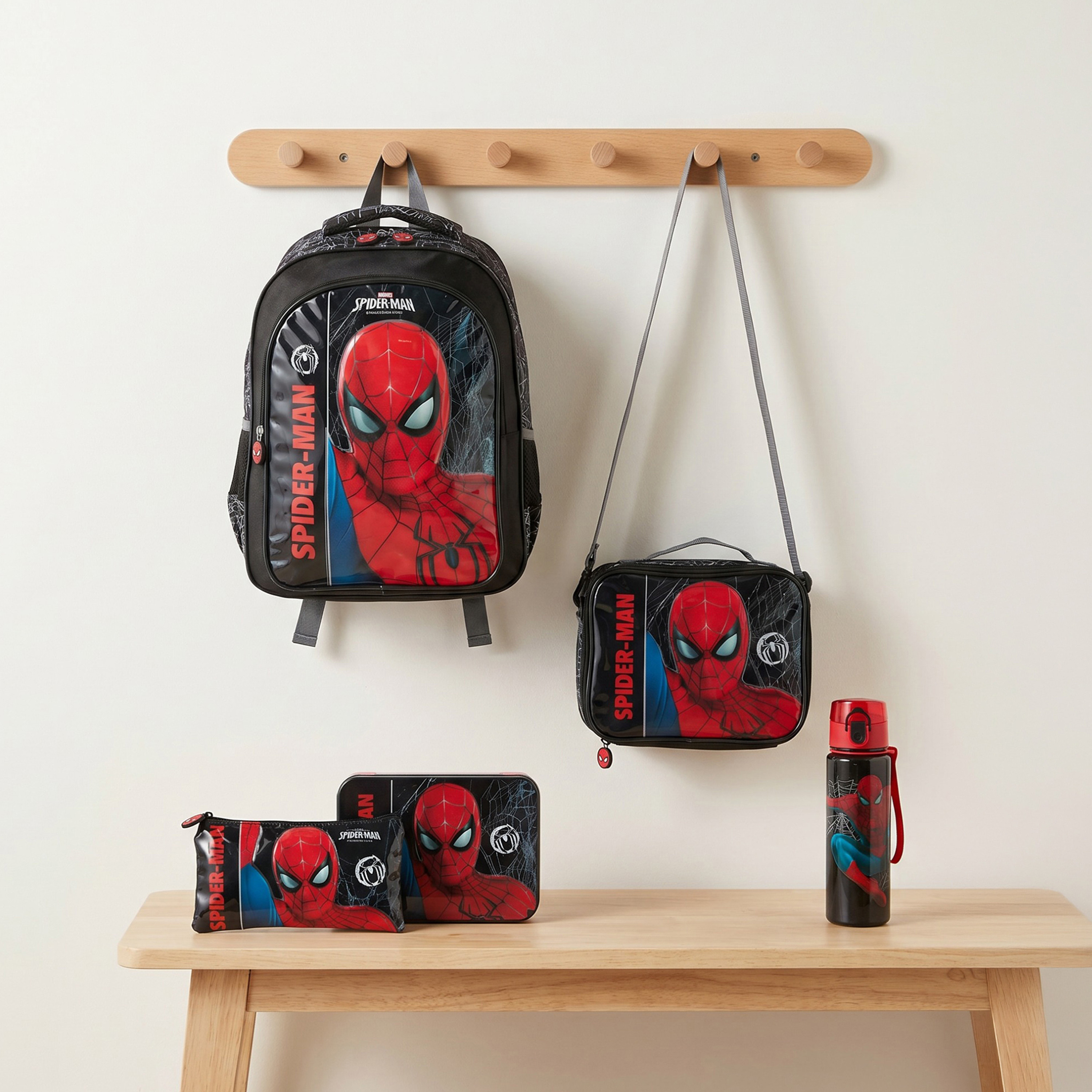 #cnfm gender,size# Spider-Man 5-Piece School Backpack Set for Boys 5-8 Years with Lunch Bag-school-bagsandbackpacks-backpacks-image-1
