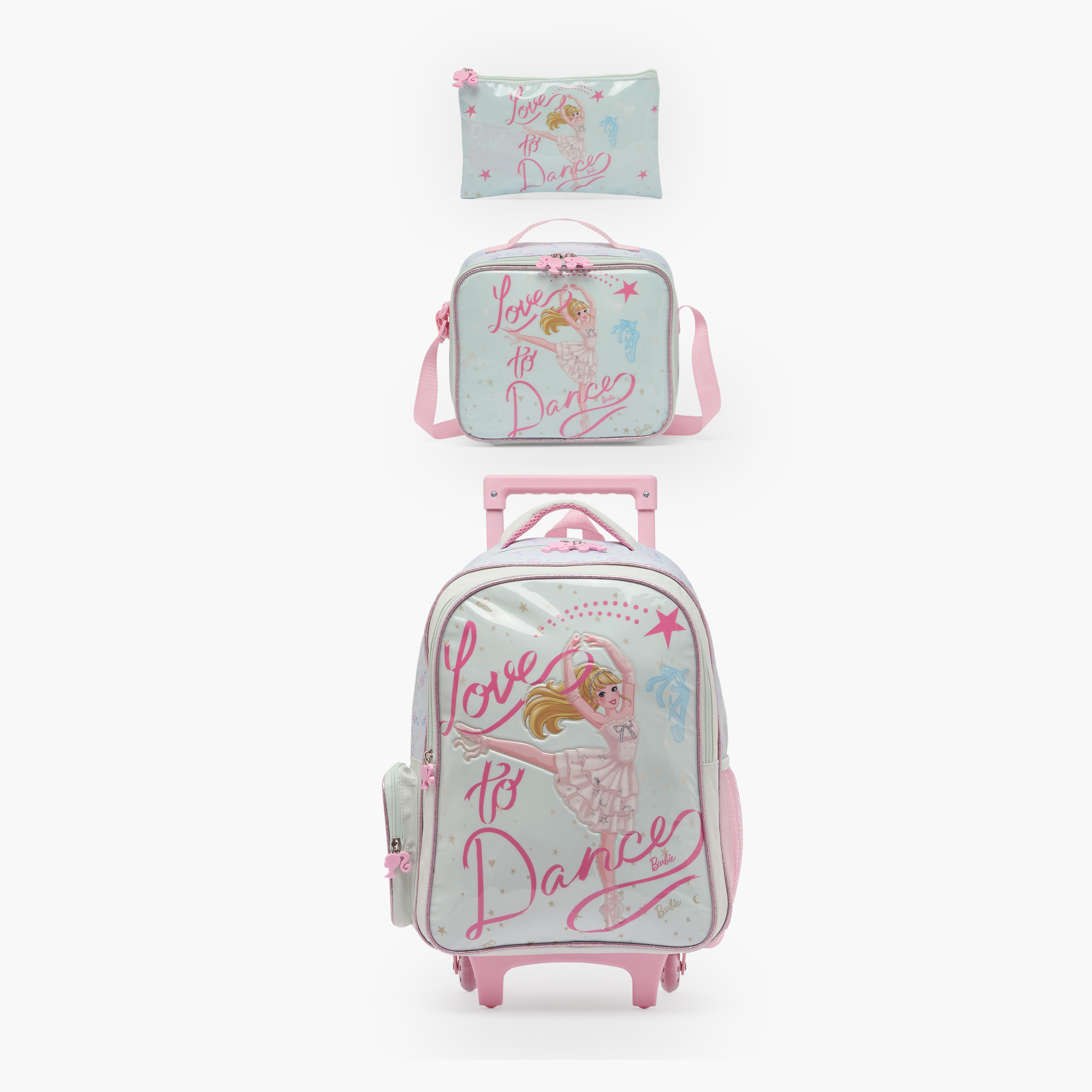 طقم شنطة ترولي مدرسية 3 قطع للبنات 5-8 سنوات مع شنطة غداء من باربي - 16 بوصة-school-bagsandbackpacks-trolleybags-image-2