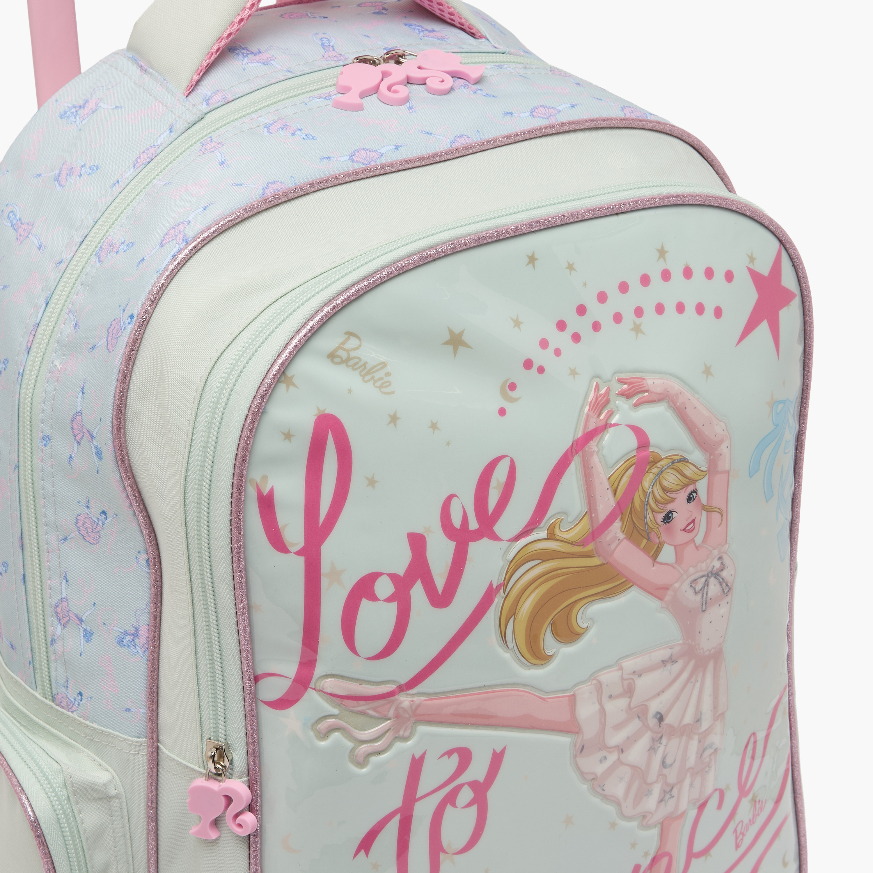 طقم شنطة ترولي مدرسية 3 قطع للبنات 5-8 سنوات مع شنطة غداء من باربي - 16 بوصة-school-bagsandbackpacks-trolleybags-image-6