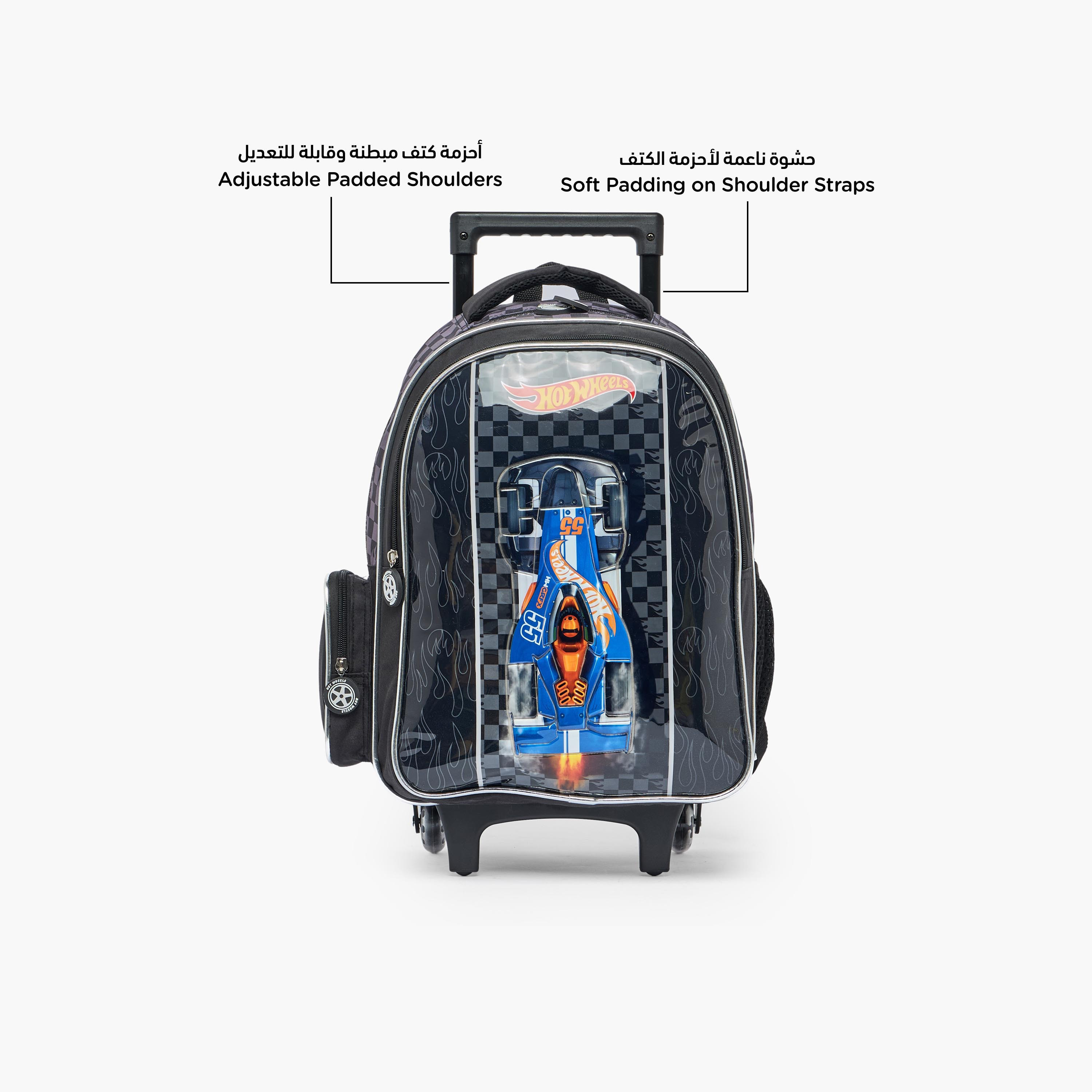Hot Wheels 3-Piece School Trolley Bag Set for Boys 5-8 Years with Lunch Bag - 16 inches-school-bagsandbackpacks-trolleybags-image-3