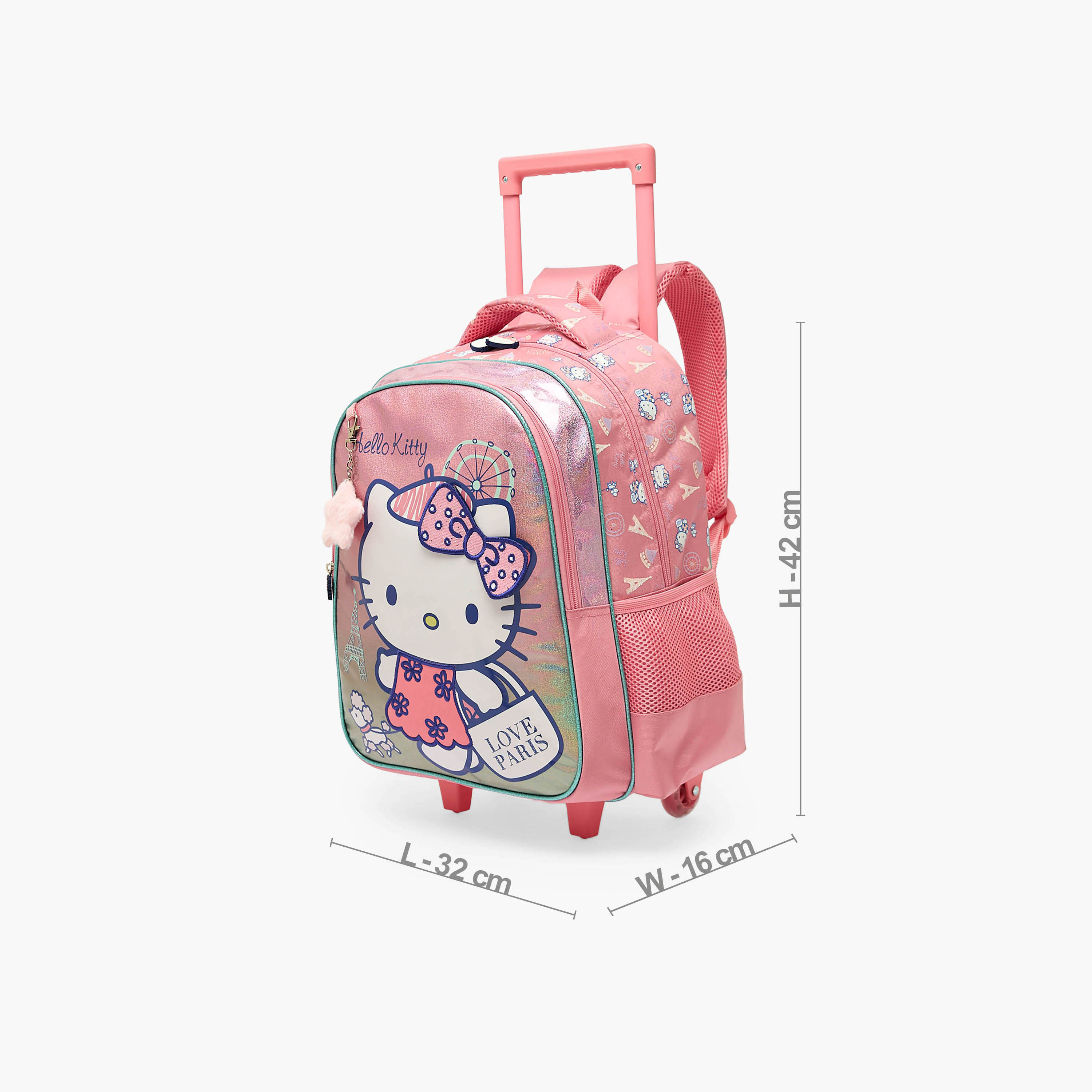 Sanrio Hello Kitty Print Trolley Bag for Girls 5-8 Years with Durable Wheels - 16 inches-school-bagsandbackpacks-trolleybags-image-8