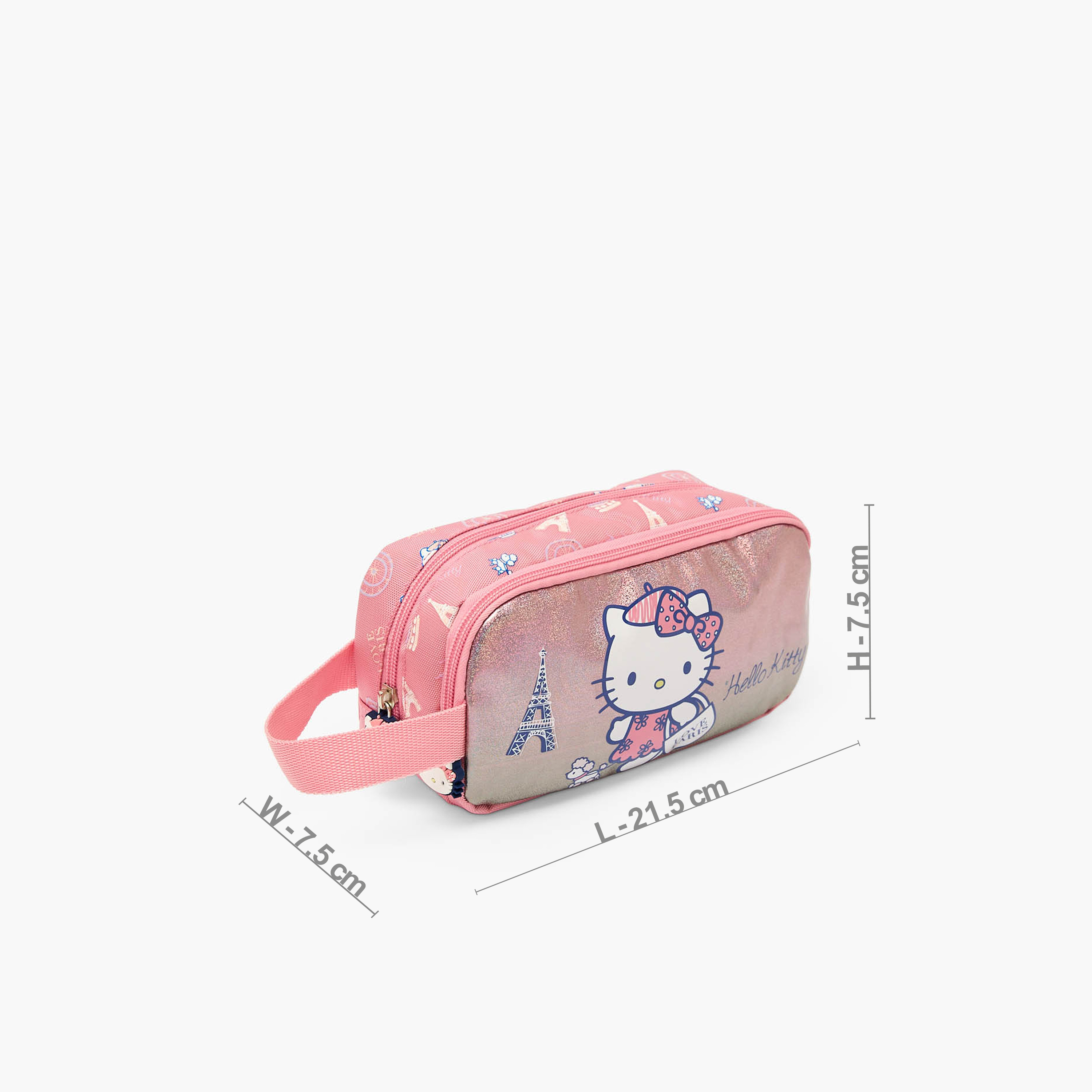 Sanrio Hello Kitty Print Pencil Pouch with 2 Compartments-school-stationery-pencilcases-image-3