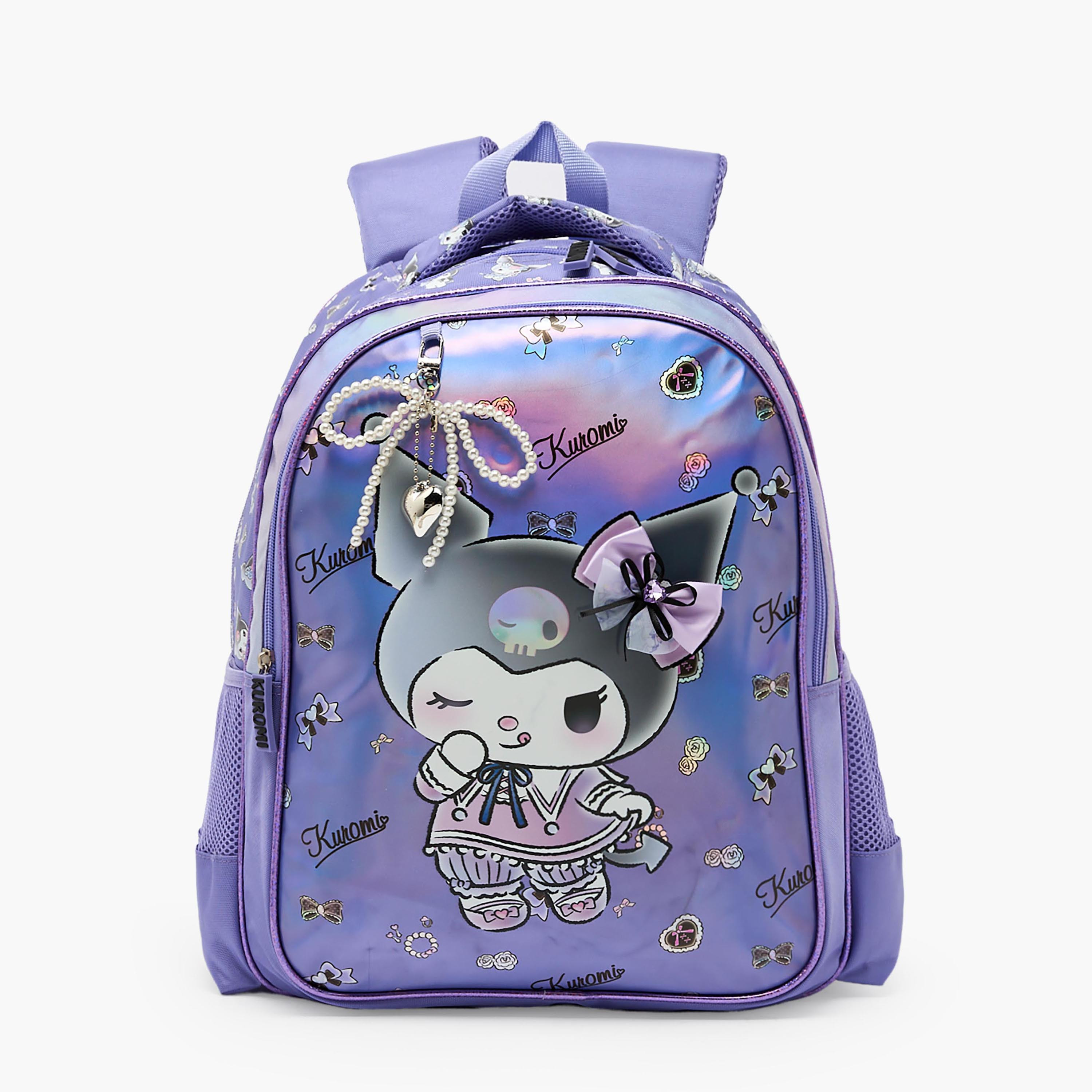 شنطة ظهر بطبعات كورومي للبنات 5-8 سنوات وقسم لابتوب من سانريو - 16 بوصة-school-bagsandbackpacks-backpacks-image-1